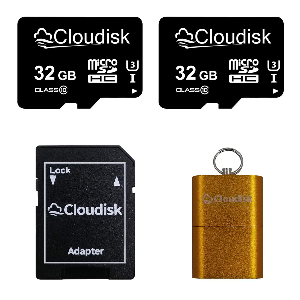 Cloudisk Pack Of 2 Micro Sd Card 32Gb Flash Memory Card Micro Sdhc With Sd Adapter And Card Reader, C10, A2, U3, Uhs I (32 Gb)