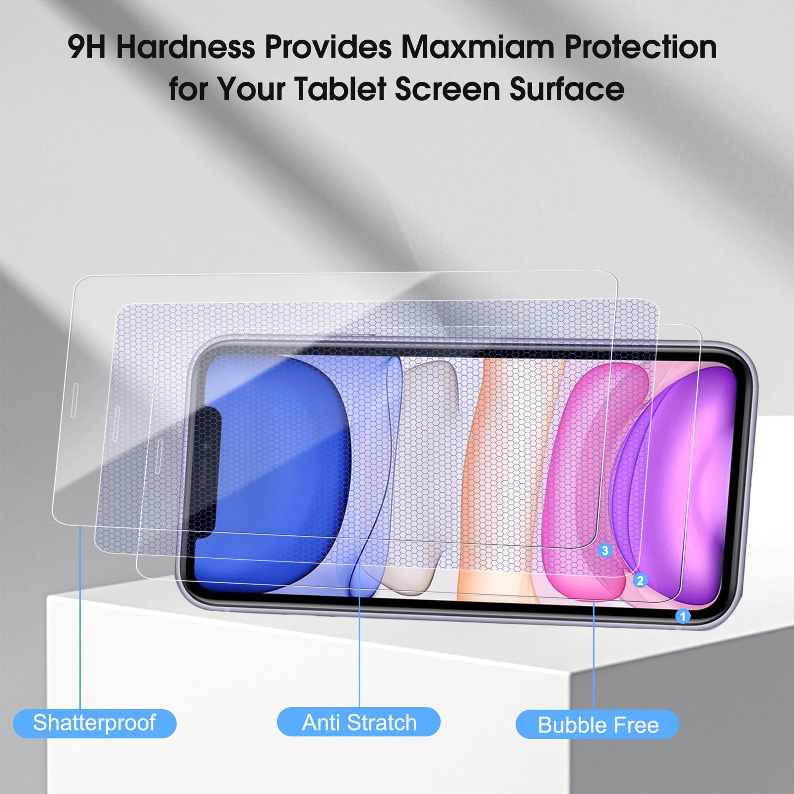 Qularlans 3 Pack Screen Protector For Iphone 11/Xr 6.1 Inch, 9H Hardness Shock Resistant Tempered Glass Hd Ultra Clear