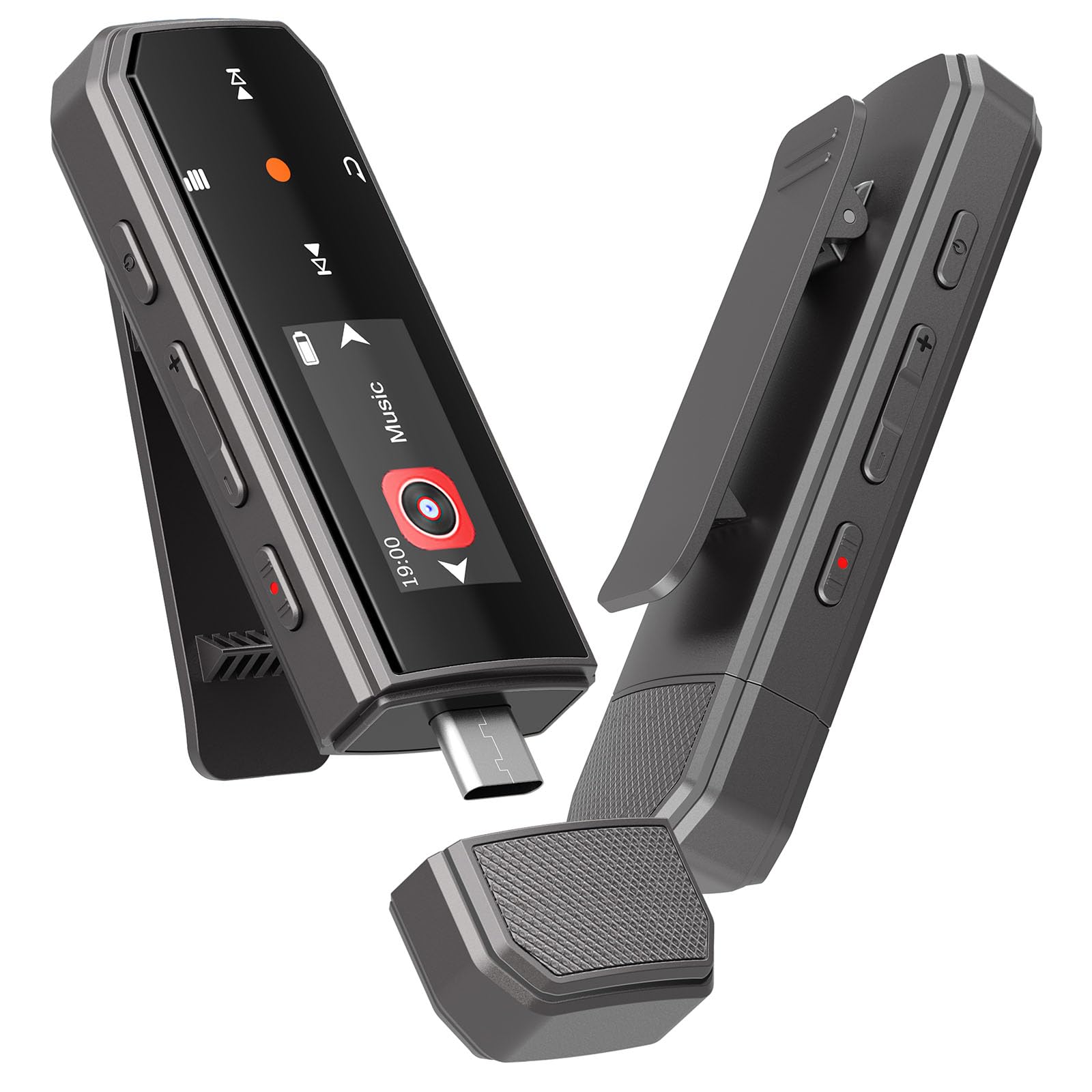 RUIZU 64GB Type-C USB MP3 Player with Bluetooth 5.3, Clip Portable Music Player with FM Radio, Voice Recorder, Pedometer for Spo
