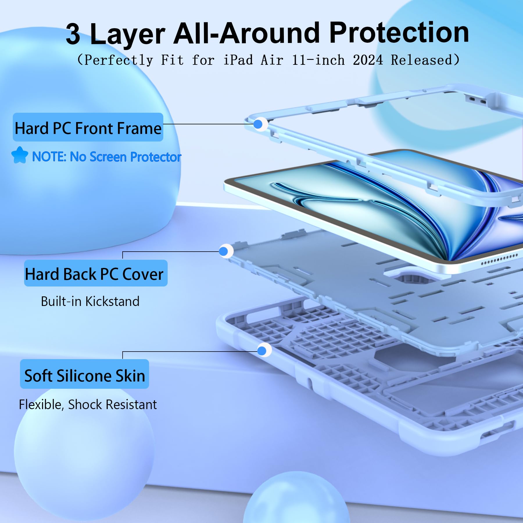 Ccmao For Ipad Air 11 Inch 2024 Case & Ipad Air 5Th/4Th Gen 10.9 Inch 2022/2020 With Pencil Holder And Kickstand, Heavy Duty Sho