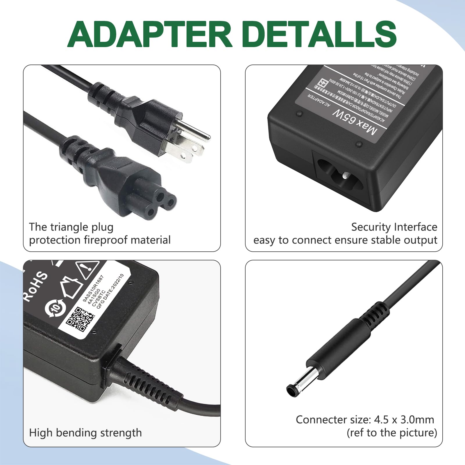 65W Charger For Dell Laptop Charger,Ac Adapter For Dell Inspiron 15 3000 5000 Series 15-3552 3555 3558 3565 3567 5551 5552 5555
