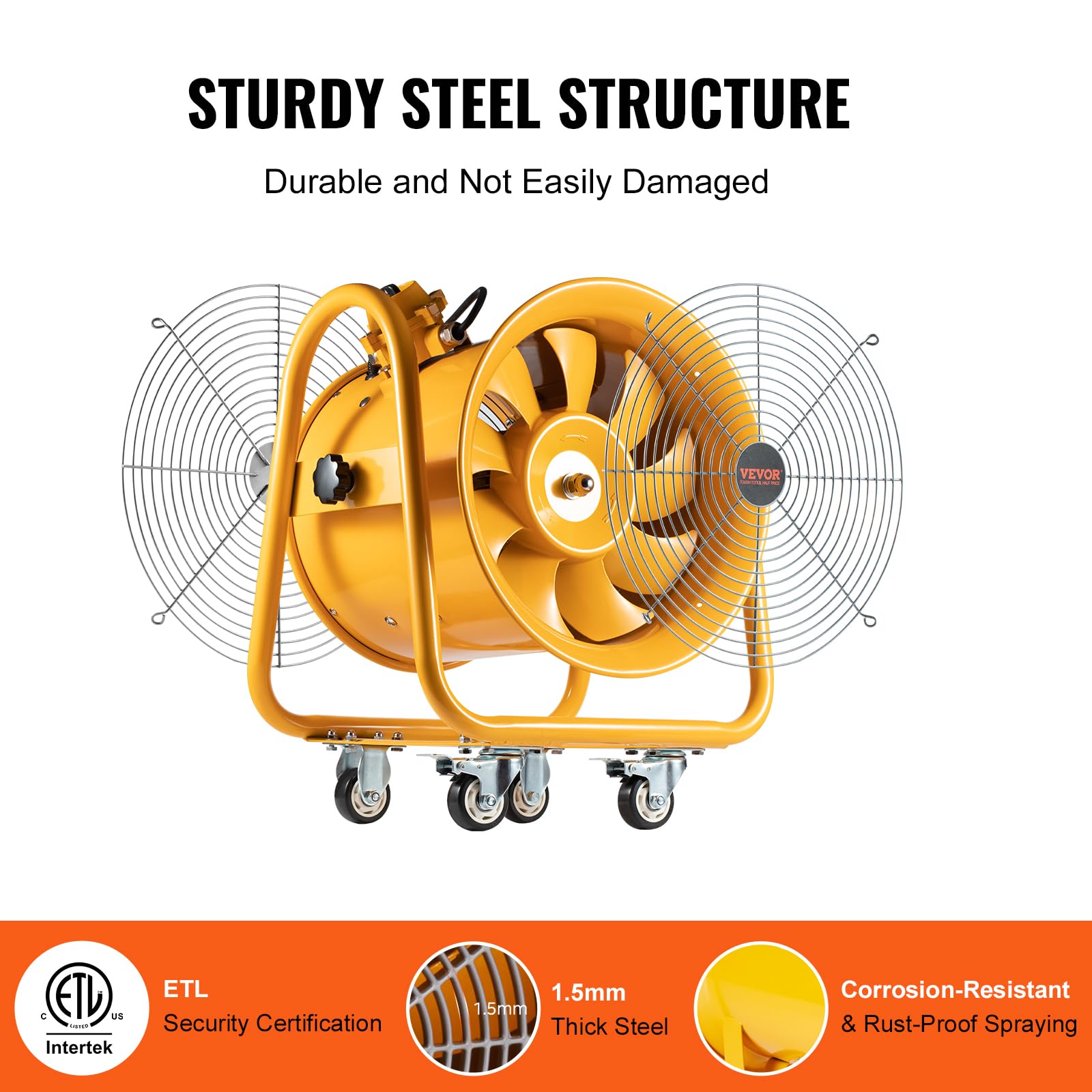 Vevor Industrial Portable Ventilator Explosion Proof, 1100W 4240Cfm High Velocity Air Mover, 16 Inch Utility Blower Exhaust Fan