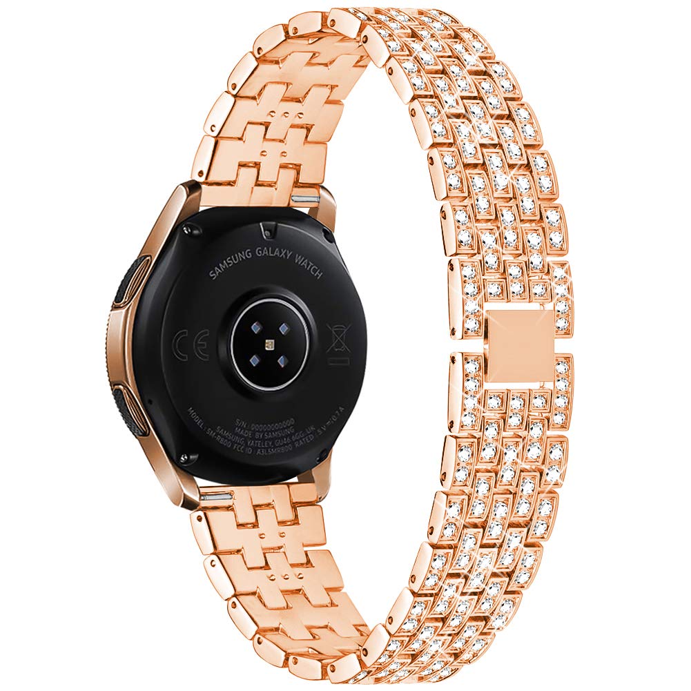 Dsytom Compatible With Samsung Galaxy Watch 42Mm Band Women+ Bezel, 20Mm Jewelry Watchband & Bezel Ring Cover Diamond Strap Brac