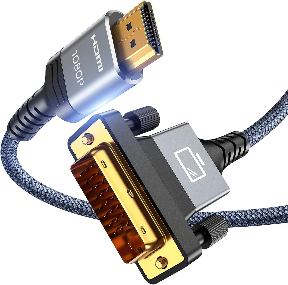 Capshi Hdmi A To Dvi Adapter Cable 3Ft, High Speed Gold Plated Plug And Play Bi Directional Nylon Braid 1080P, Dvi To Hdmi Adapt