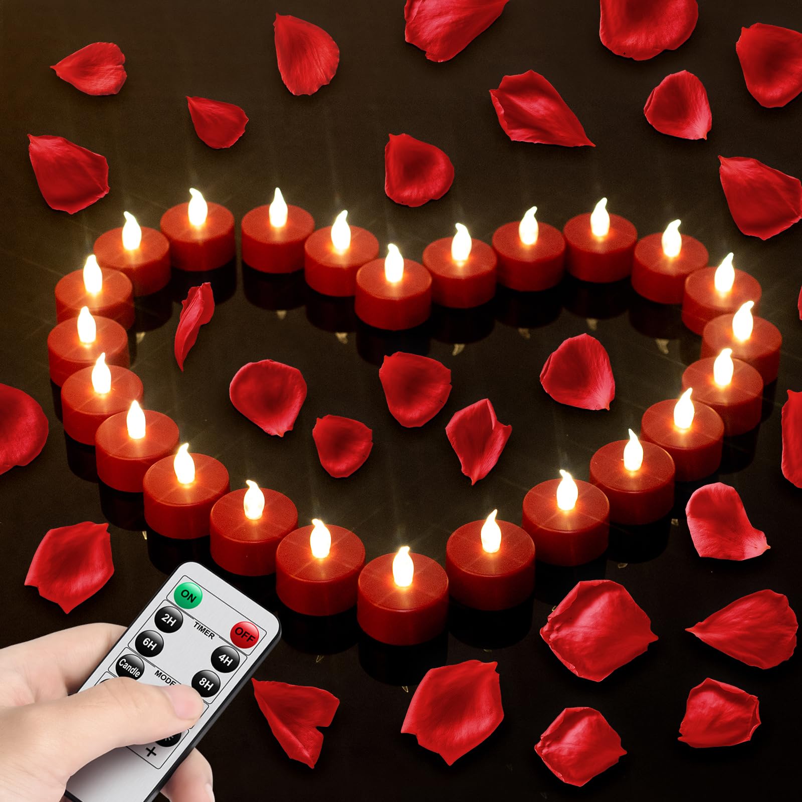 24 Pack Remote Control LED Tea Lights Battery Operated Flameless Candles 5Pcs Realistic and Bright Flickering Long Lasting 400 H