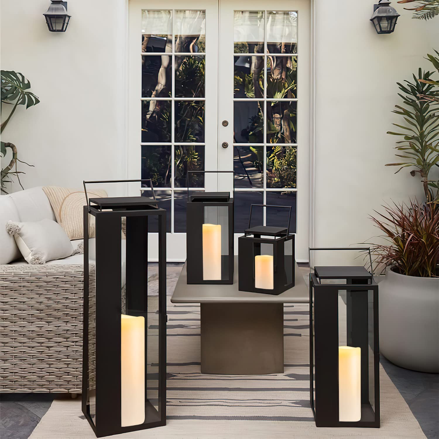 5Plots 4'' X 10'' Single Waterproof Outdoor Flameless Candles, Battery Operated Flickering Led Pillar Candles With Remote And Ti