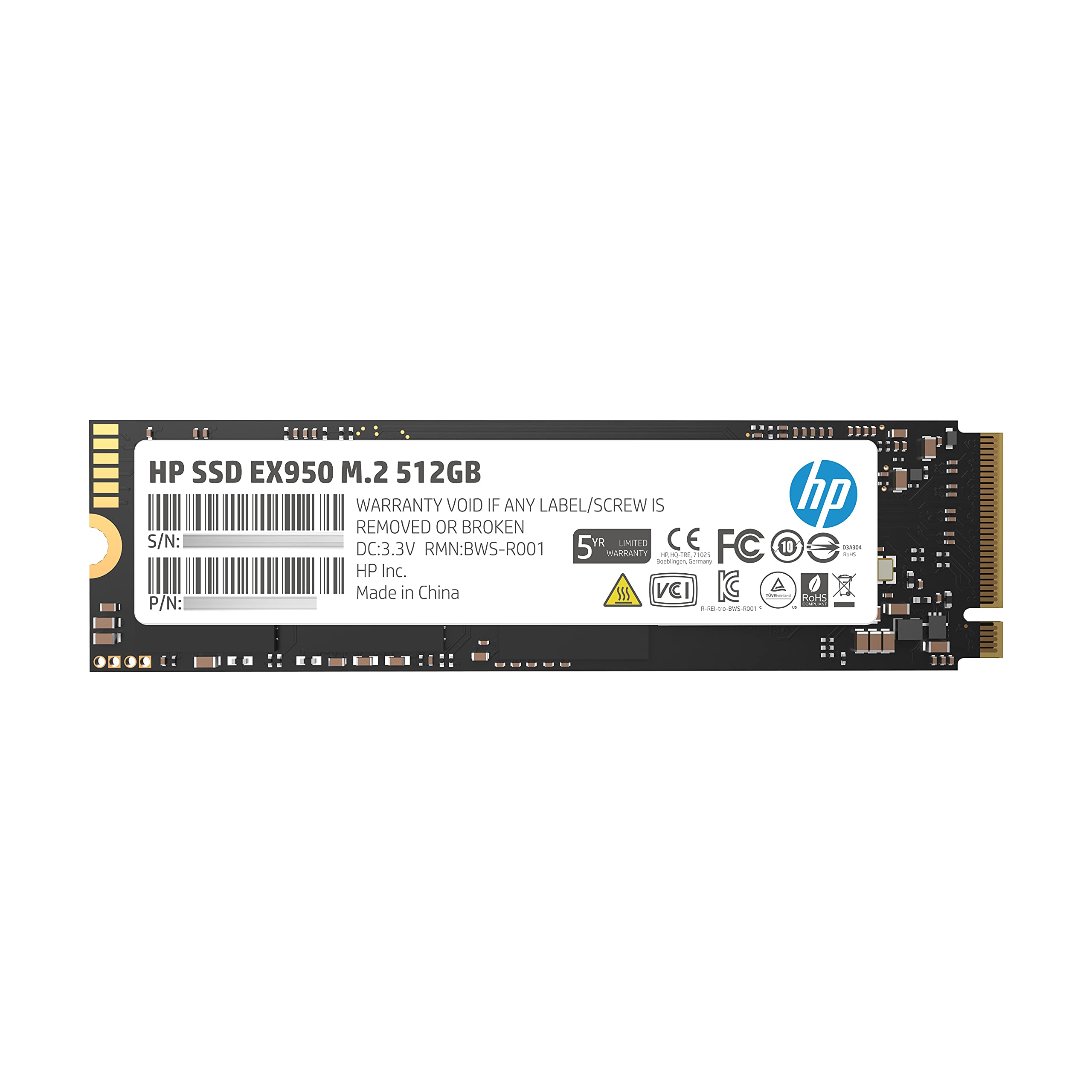 HP EX950 M.2 512GB PCIe 3.1 x4 NVMe 3D TLC NAND Internal Solid State Drive (SSD) 5MS22AA#ABC