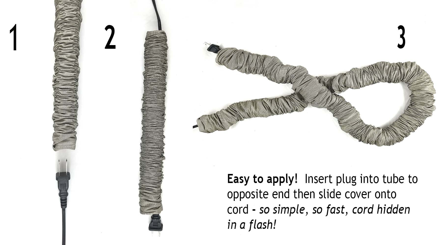 Gray Coverease 9 Feet Lamp Cord Cover Tube