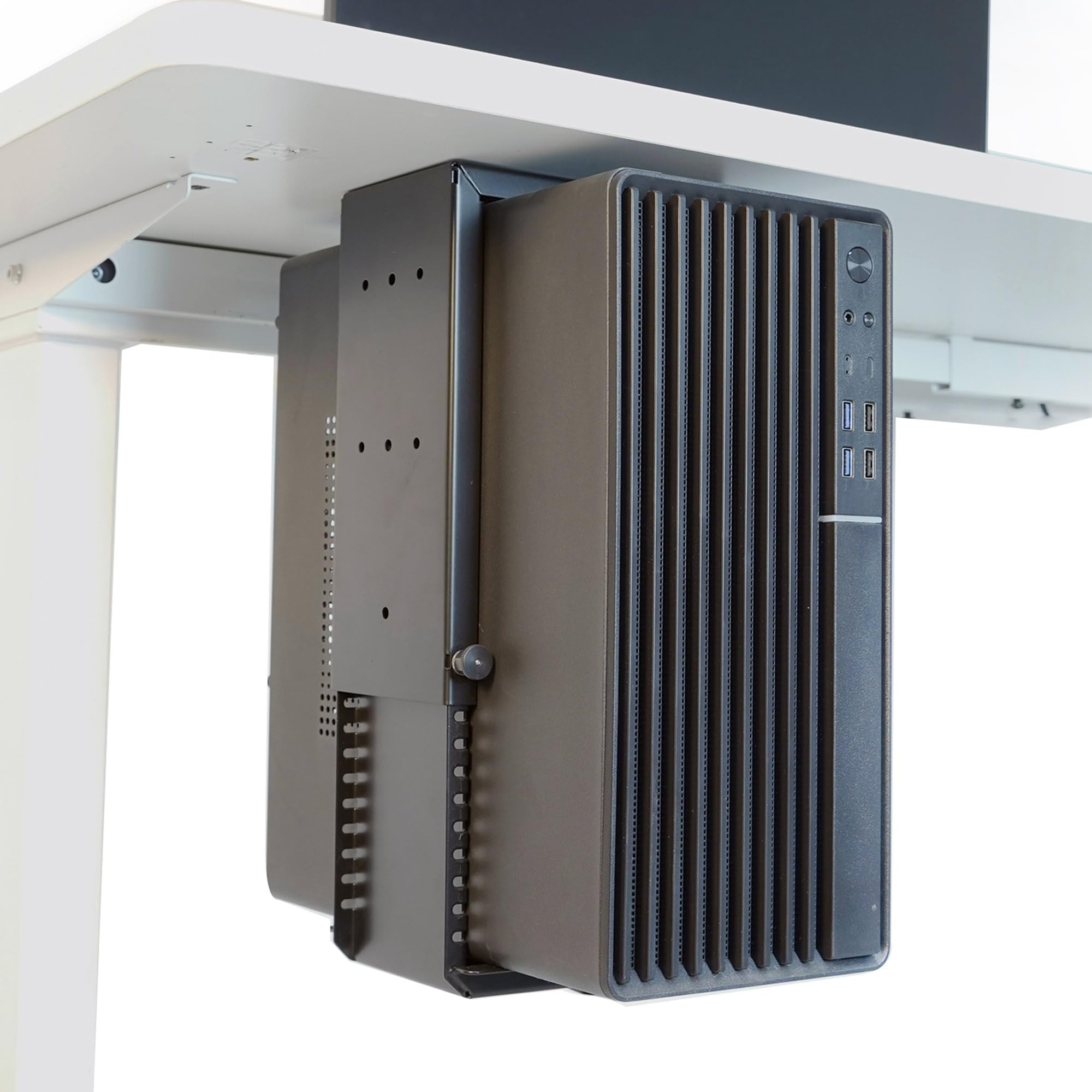 Bylitco Universal Wall or Under Desk CPU Mount, PC/NAS Bracket - 4.5 to 9.2 inch Wide Computer Holder, Space-Saving Design with 