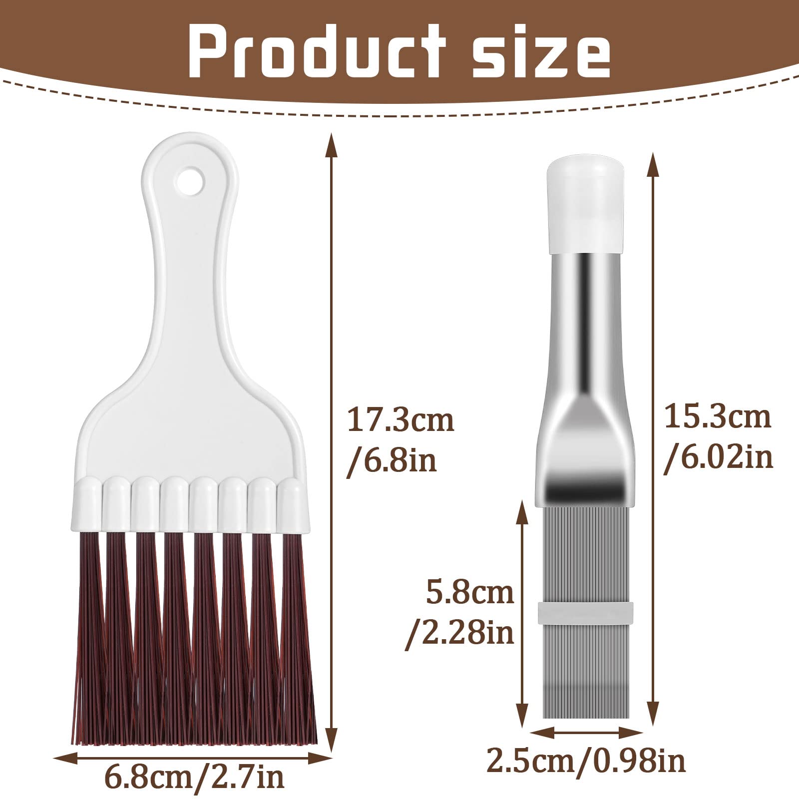 4 In 1 Set Air Conditioner Condenser Fin Comb, 2 Ac Coil Cleaner Stainless Steel Fin Comb With 2 Evaporator Radiator Cleaning Wh