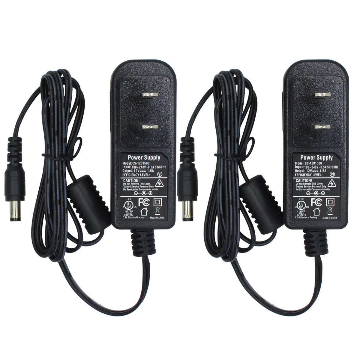 2Pack Dc 12V 1.5A Power Adapter Supply, Model: Cs 1201500, Plug 5.5Mm X 2.1Mm, For Security Camera Fcc Ul Listed