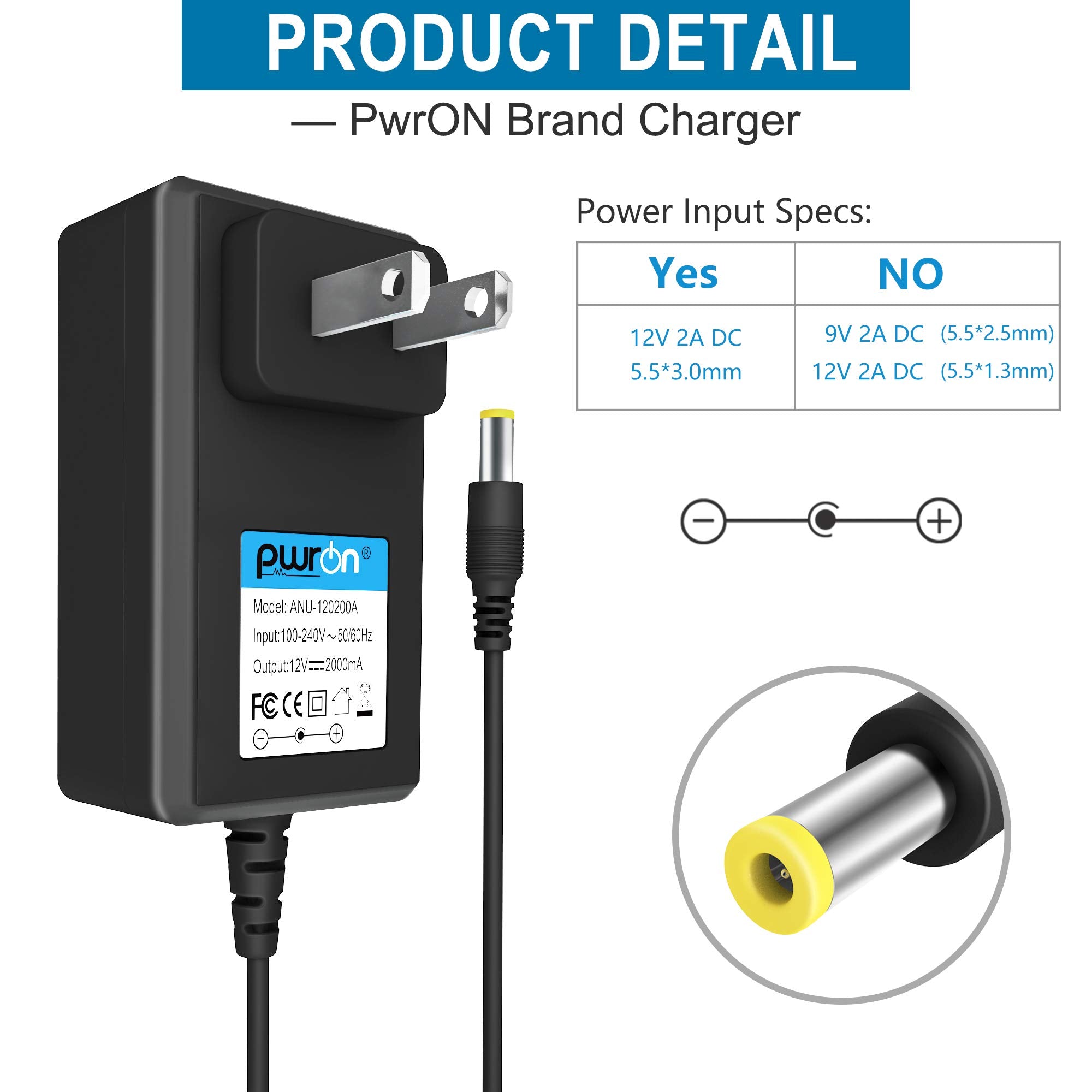 Pwron 12V Replacement Ac To Dc Adapter Compatible With Casio Piano Keyboard Ad-A12150Lw / Ad-A1215Lw Px-130 Px-350 Px-160 Px-150