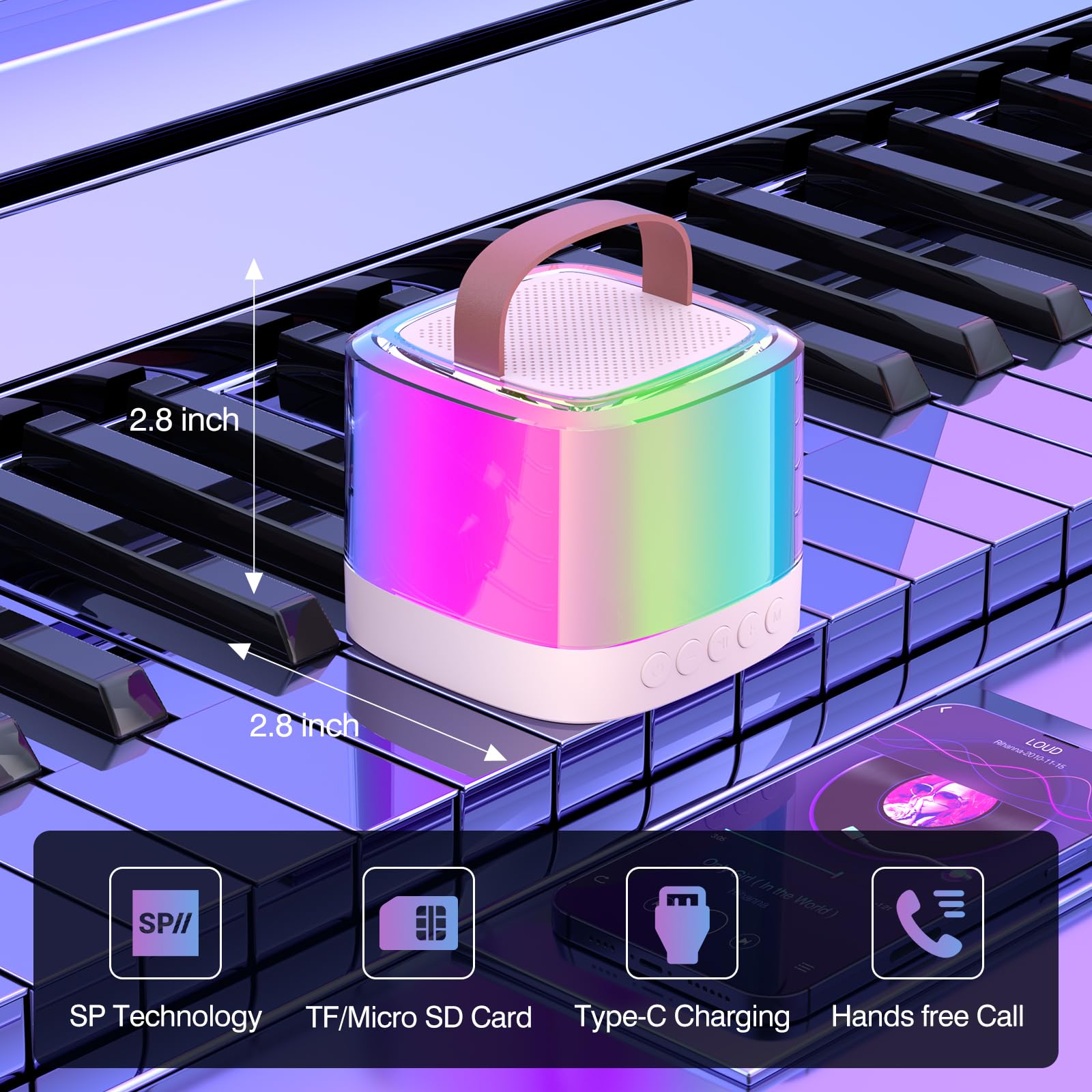 Mini Karaoke Machine For Kids Adults, Portable Bluetooth Karaoke Speaker With 2 Wireless Mics And Led Color Lights, Inside The C