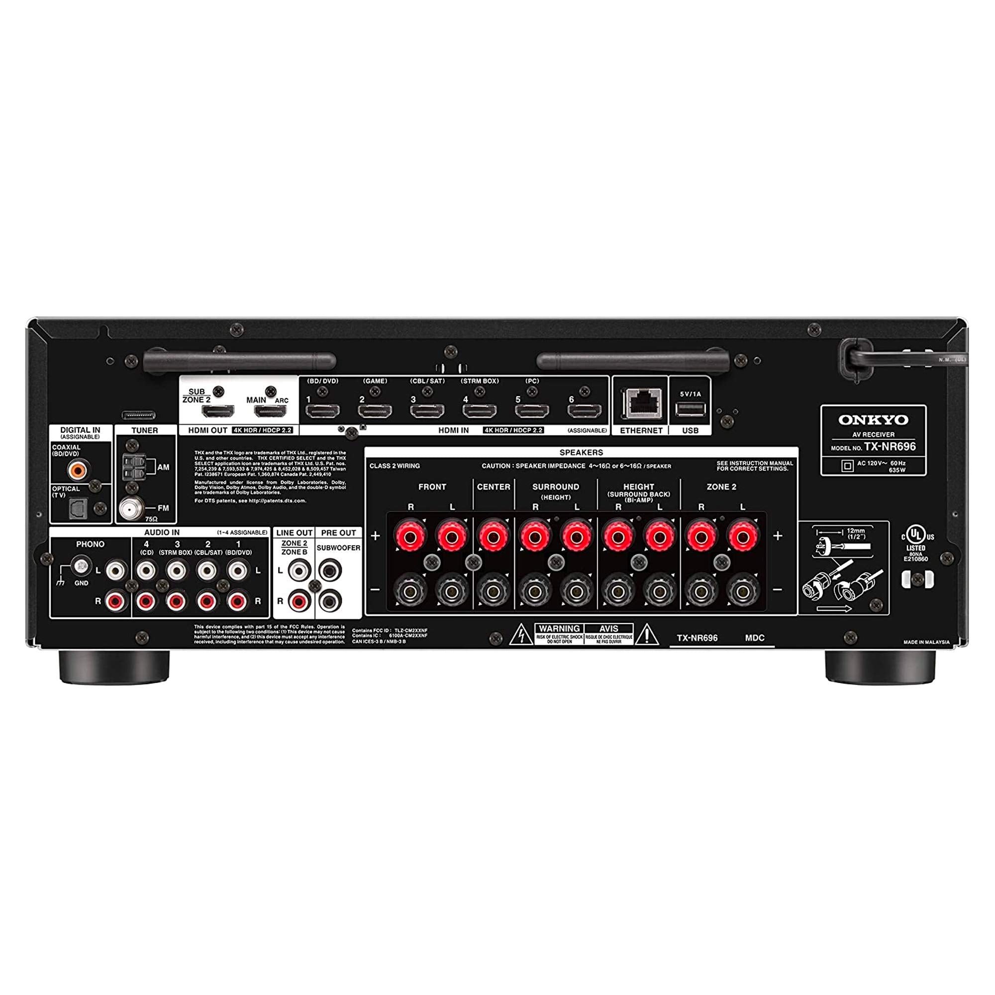 Onkyo Tx Nr696 Home Audio Smart Audio And Video Receiver, Sonos Compatible And Dolby Atmos Enabled, 4K Ultra Hd And Airplay 2, B