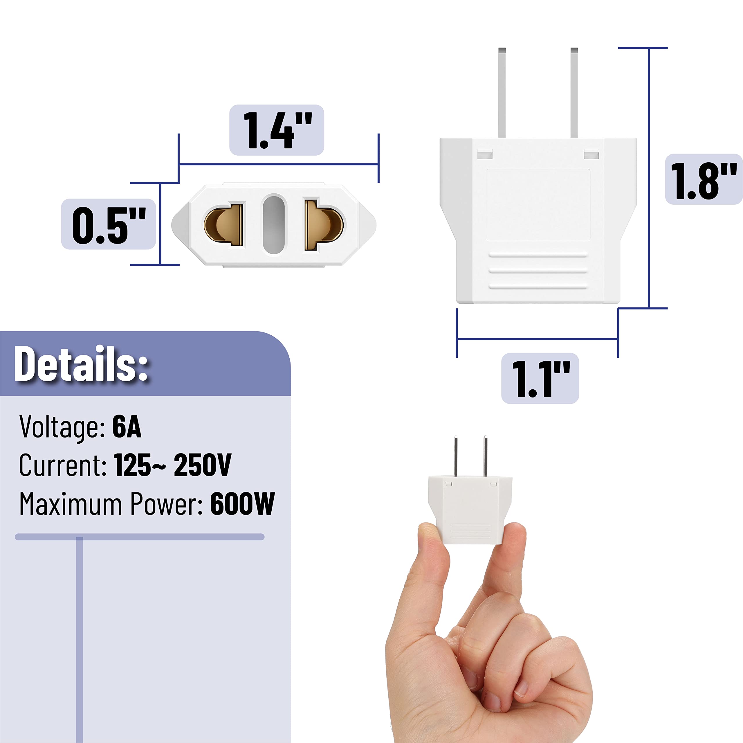 Bates  European To Us Plug Adapter, 6 Pack, Eu To Us Plug Adapter, Europe To Us Plug Adapter, Plug Adapter Europe To Usa, Europe