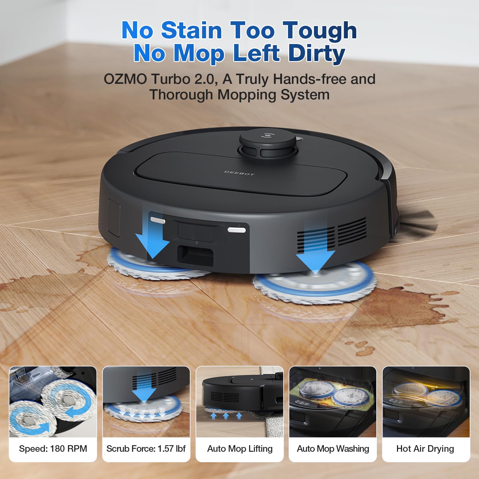 Ecovacs Deebot N30 Pro Omni Robot Vacuum And Mop, 10000Pa Suction, Truedge Adaptive Edge Mopping, Zerotangle 2.0 Technology,140?