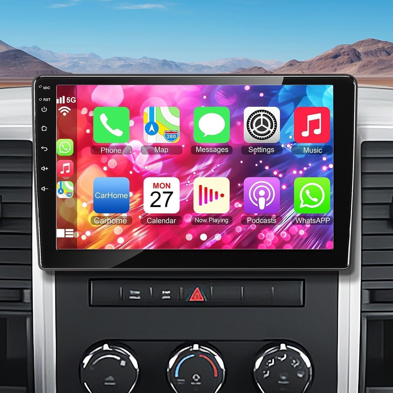 4+ 64Gb Car Radio For Dodge Ram 1500 2500 3500 2009 2010 2011 2012, Build In Wireless/Wire Carplay & Android Auto Support Blueto