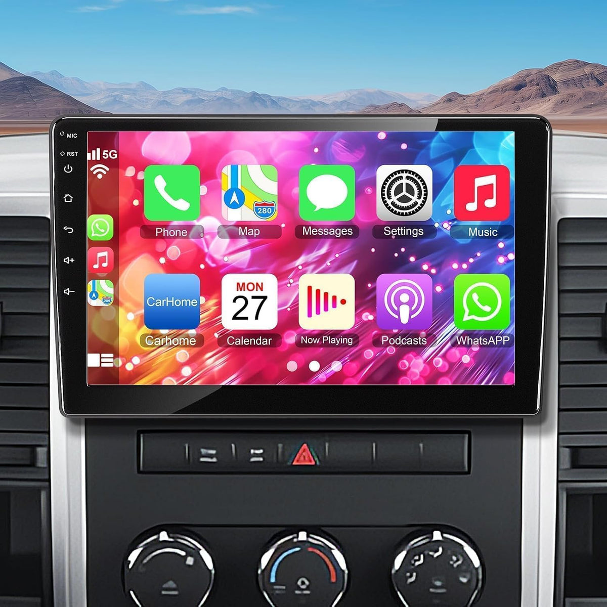4+ 64Gb Car Radio For Dodge Ram 1500 2500 3500 2009 2010 2011 2012, Build In Wireless/Wire Carplay & Android Auto Support Blueto