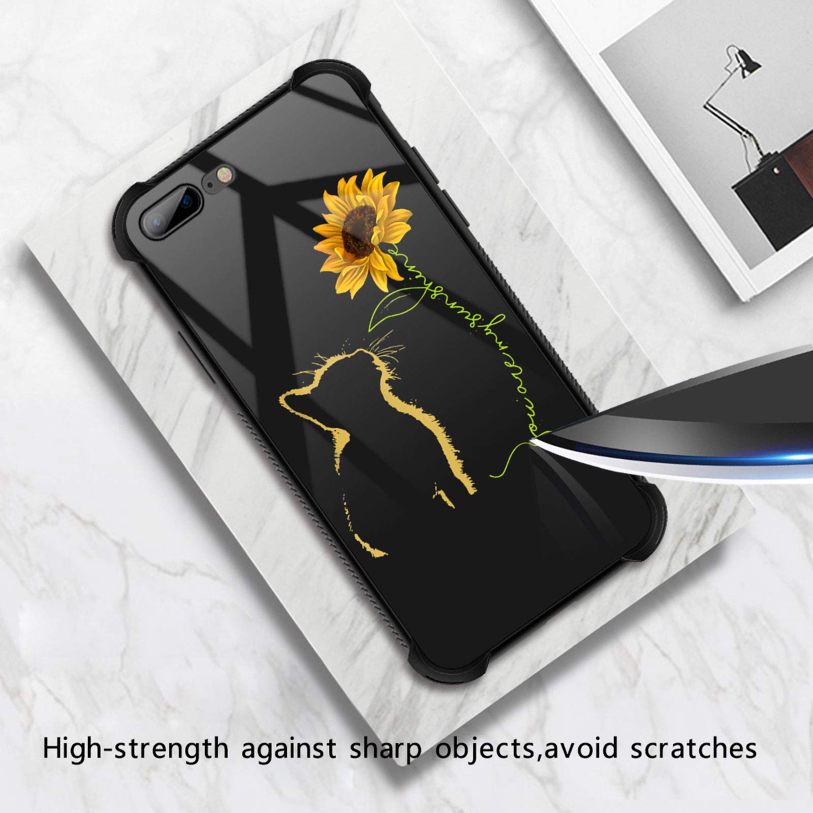 CARLOCA iPhone 7 Plus / 8 Plus Shockproof TPU Phone Case - Yellow Cat Sunflower Graphic