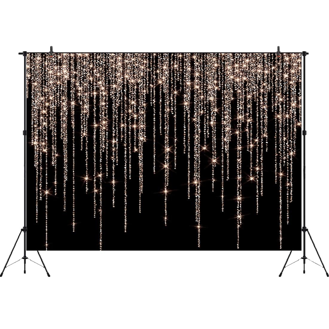 Aperturee Glitter Rose Gold And Black Backdrop 7X5Ft Sweet 16Th Birthday Girls Photography Background Women Bridal Shower Kids Portraits Baby Shower Party Decorations Banners Photo Studio Props