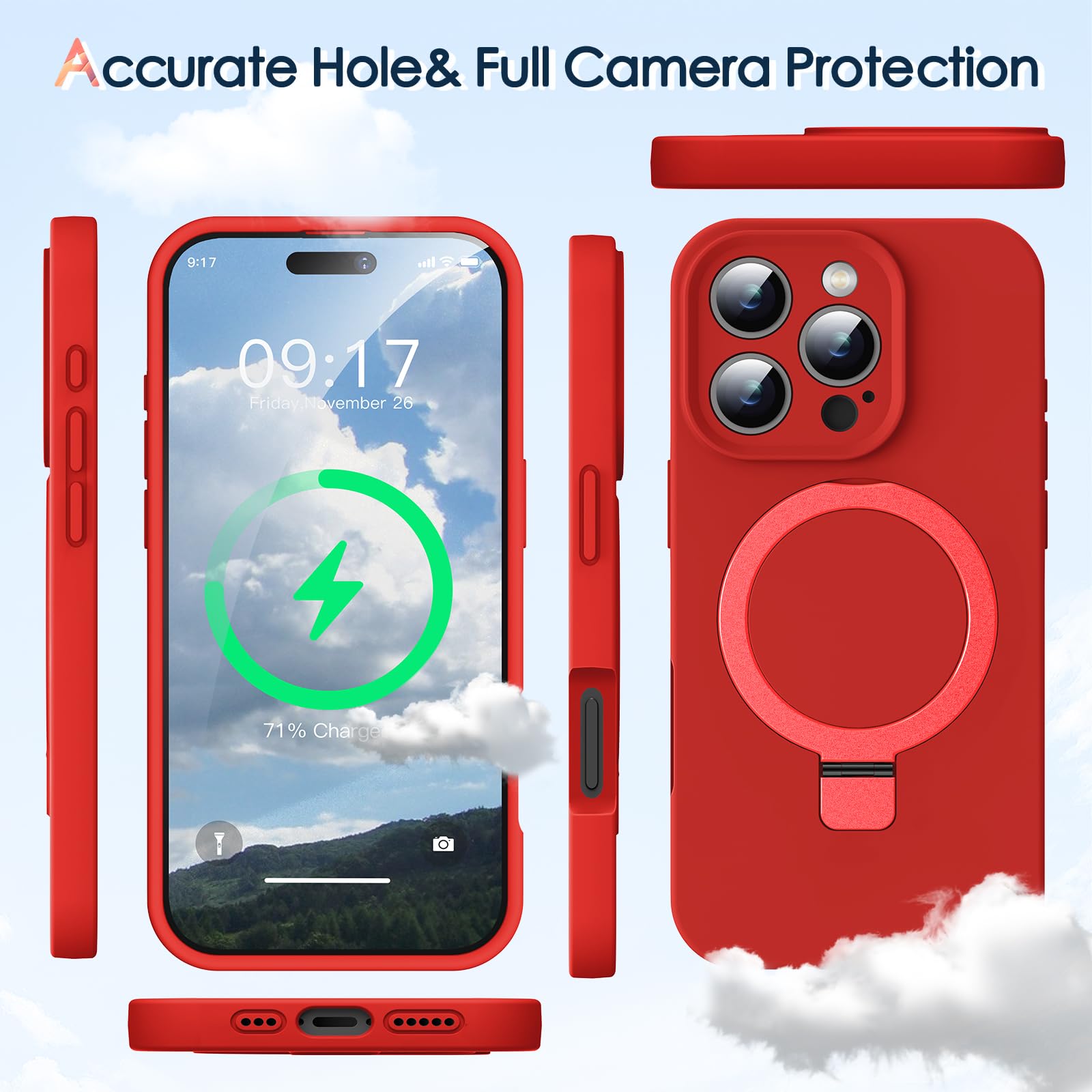 Kmambag Mag Ring Designed For Iphone 16 Pro Max Case, Liquid Silicone [Moisturizing Factor] Extreme Soft Slim Phone Case With St