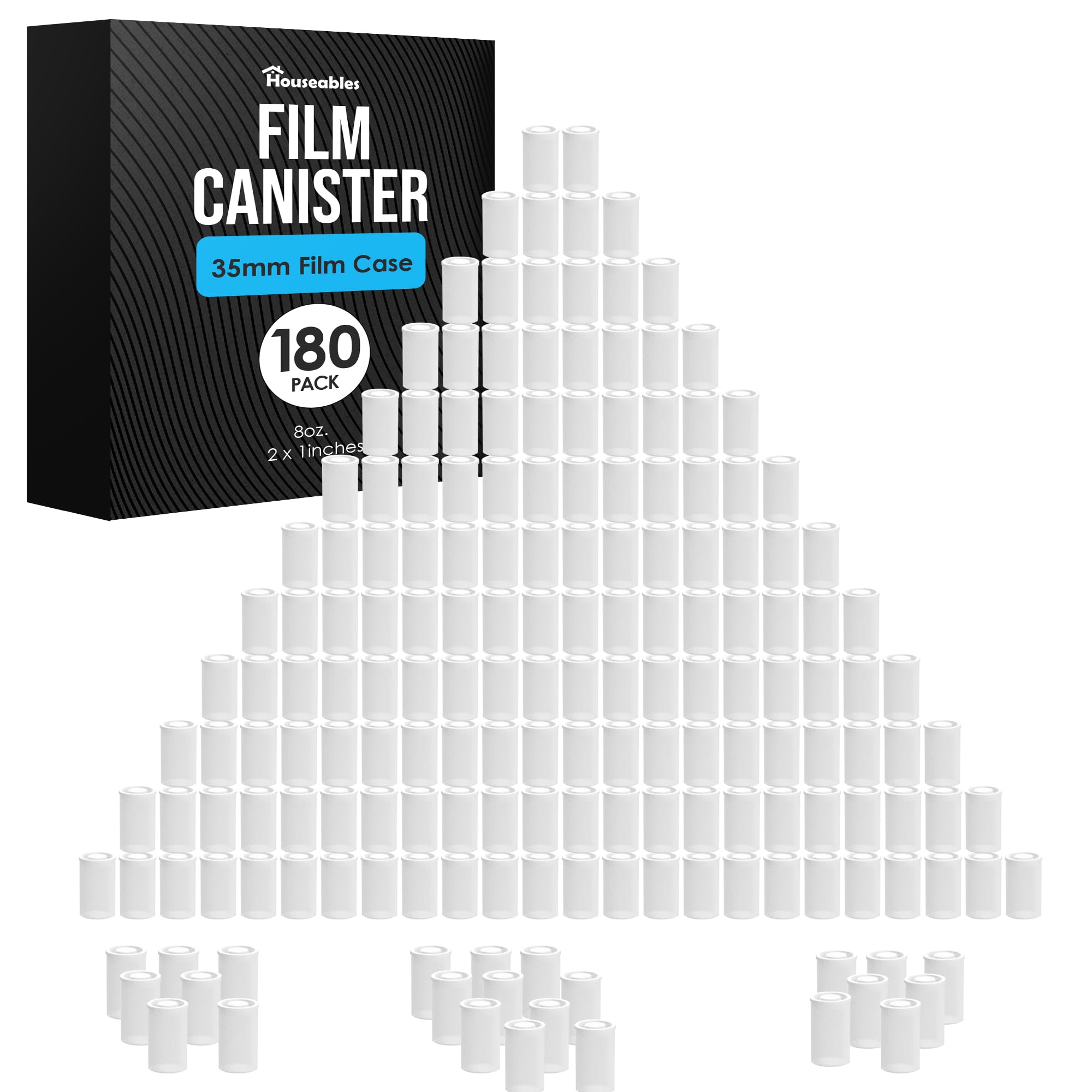 Houseables Film Canisters with Caps, Film Canisters, 35mm Case, Containers with Lids, Cannister for Rockets, Empty Camera Reel H