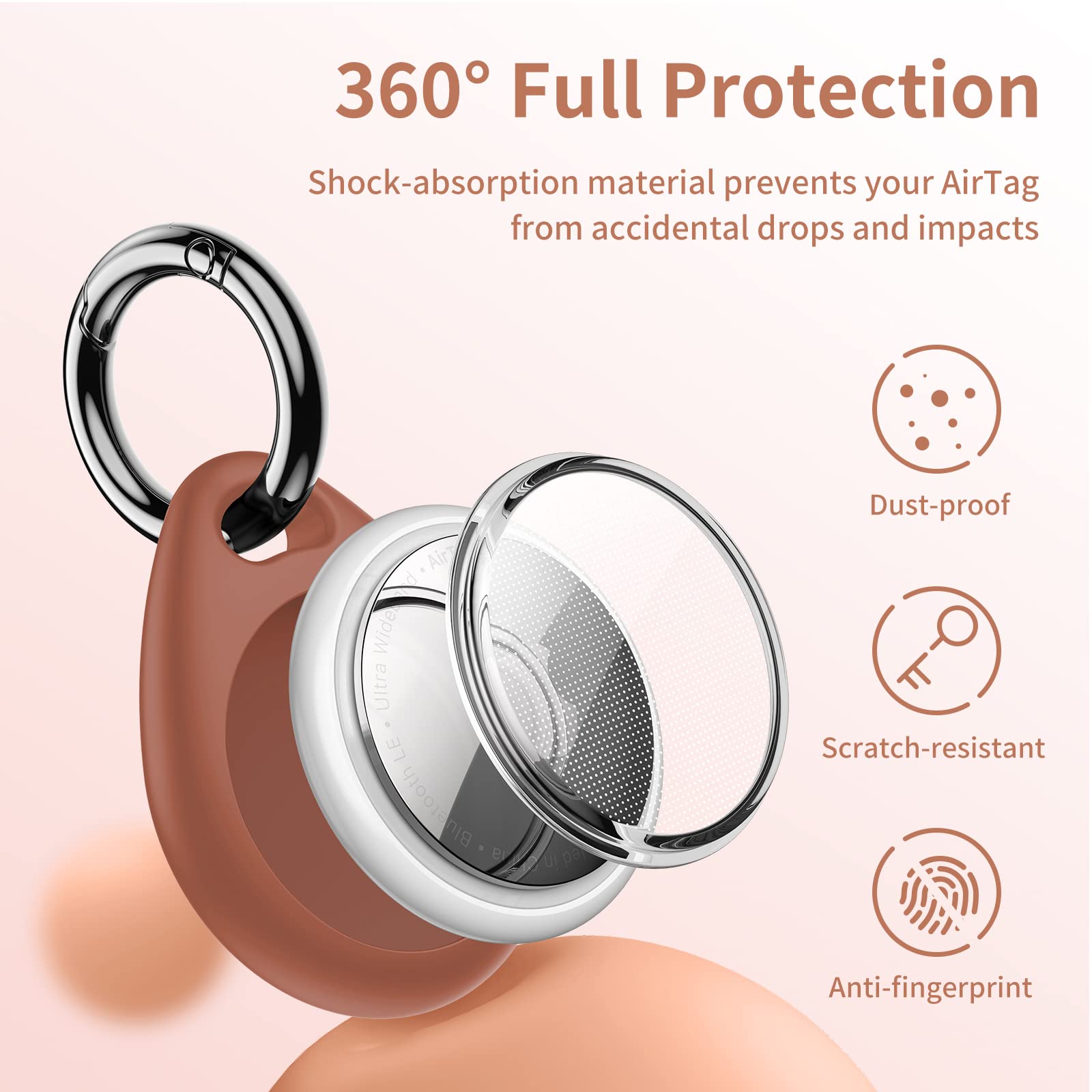 Unbreakcable Apple Airtag Holder   4 Pack [Fit Tightly Design] [Easy To Install] [Hold Air Tag Securely] Waterproof Tpu Shell Pr