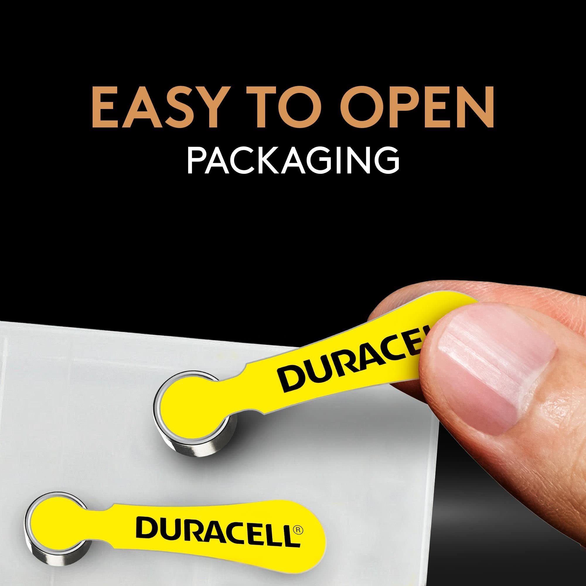 Duracell Hearing Aid Batteries Yellow Size 10, 24 Count Pack, 10A Size Hearing Aid Battery With Long Lasting Power, Extra Long E