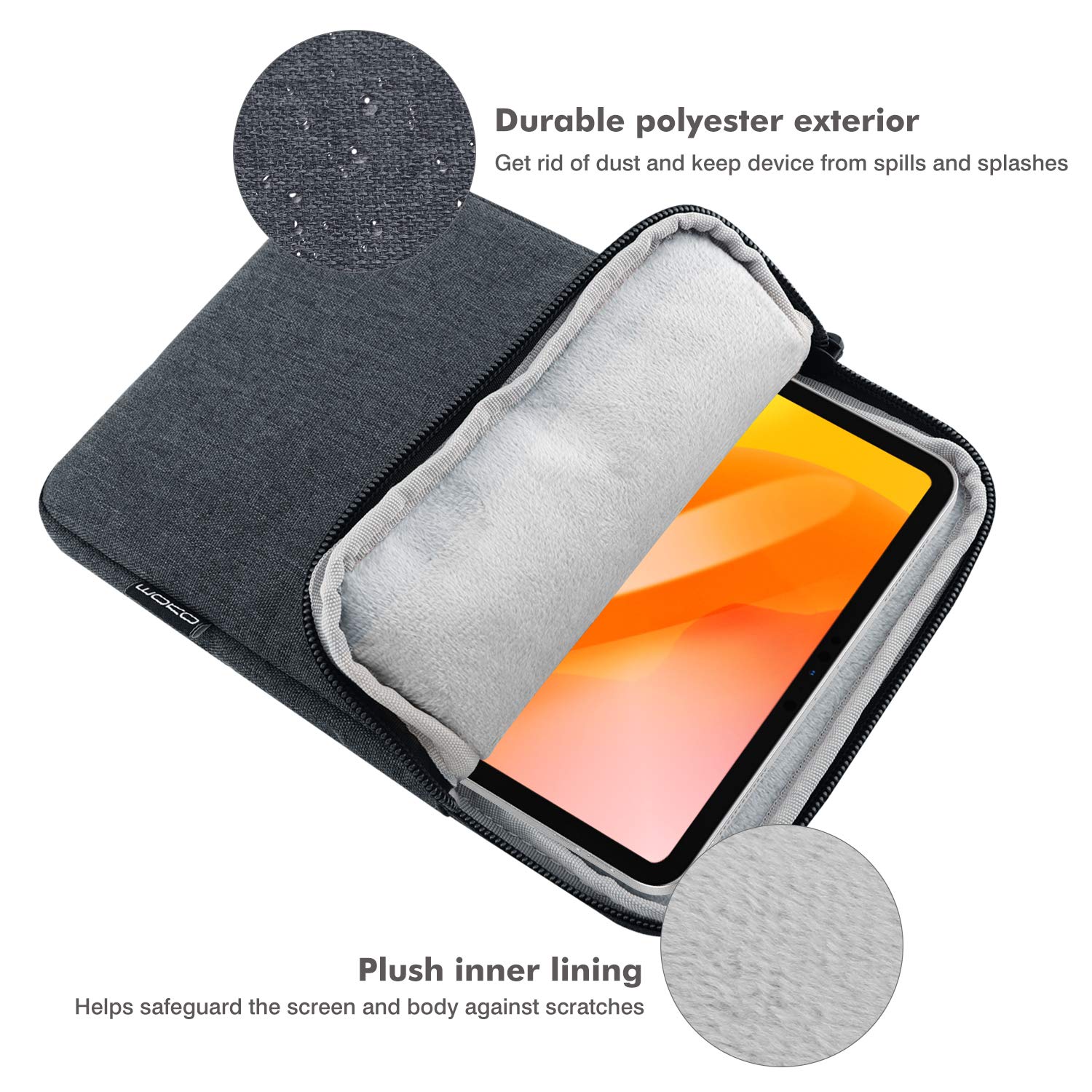 MoKo 13 Inch Tablet Sleeve Fits 13inch iPad Air M3 2025, iPad Pro M4/Air M2 2024, iPad Pro 12.9, Galaxy Tab S8+/S9+ 12.4, Polyester Bag Fit with Apple Pencil or Smart Keyboard, Space Gray