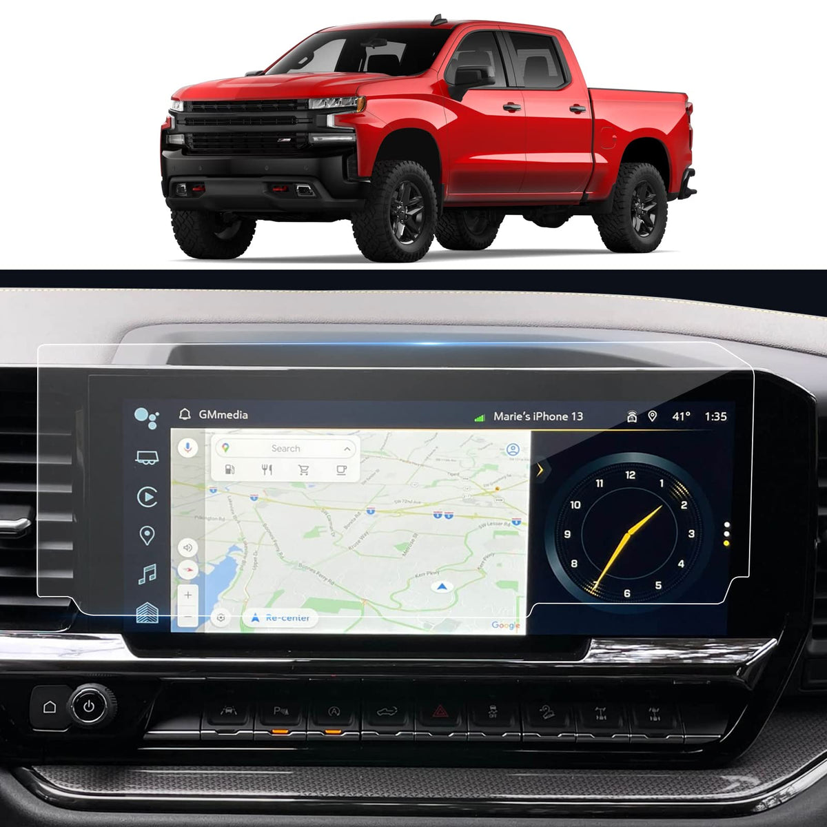 Lantu Silverado 1500 Accessories 13.4'' For New Upgrade 2022-2024 Chevy Silverado/Gmc Sierra 1500& 2024 Chevrolet Silverado/Sier