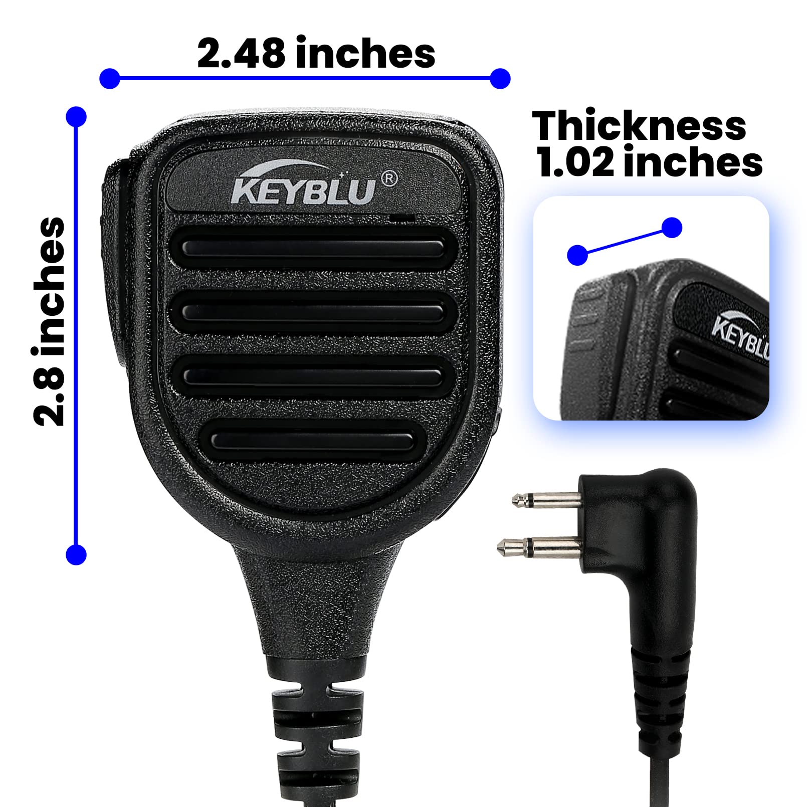 Keyblu Cp200D Waterproof Shoulder Speaker Mic 2 Pin Radio Microphone With 3.5Mm Audio Jack Compatible With Motorola Cp200 Cls141