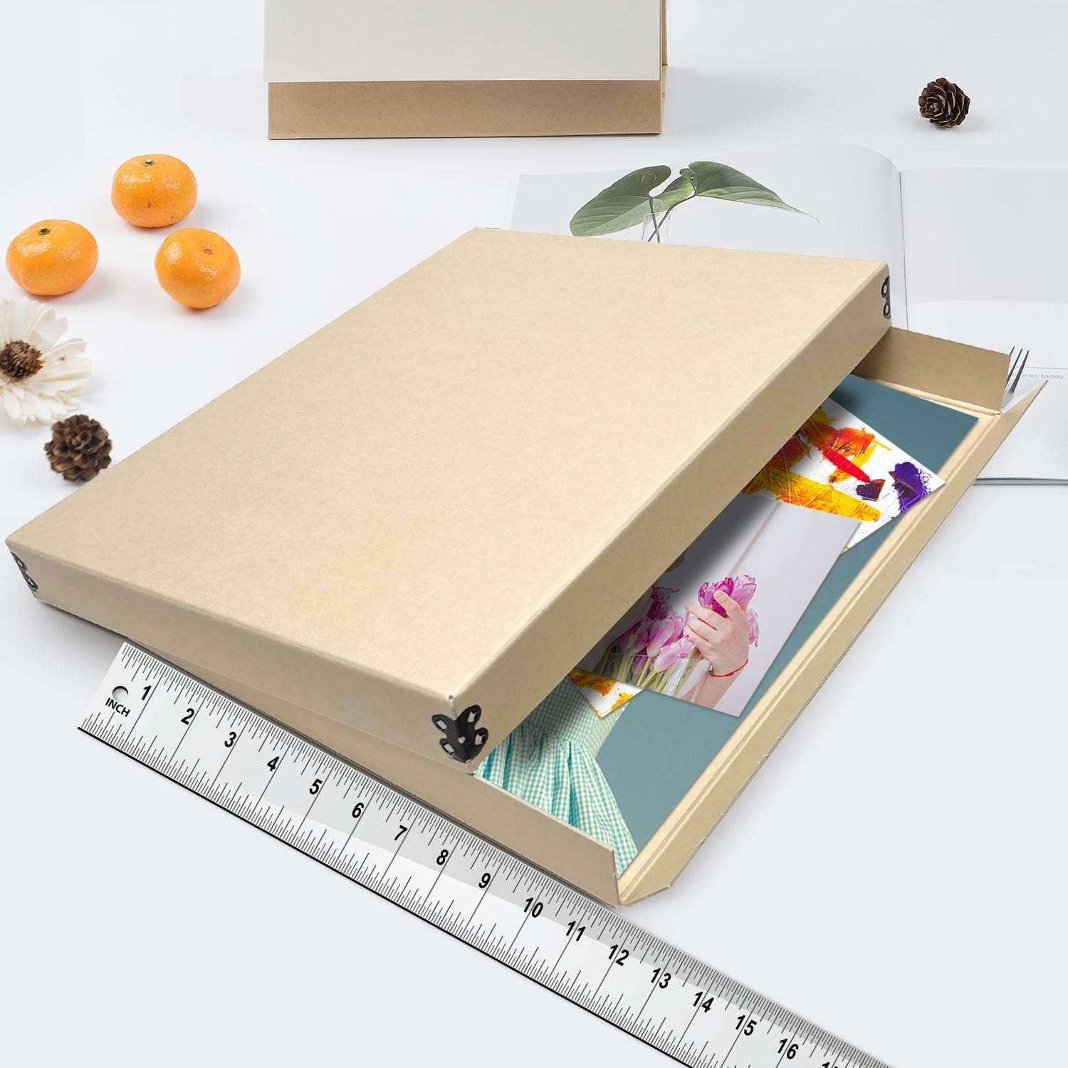 Lineco Museum Archival Storage Box, 11.75X15.25X1.5 In. Drop Front Design. Acid-Free With Metal Edge. Organize Photos, Pictures,