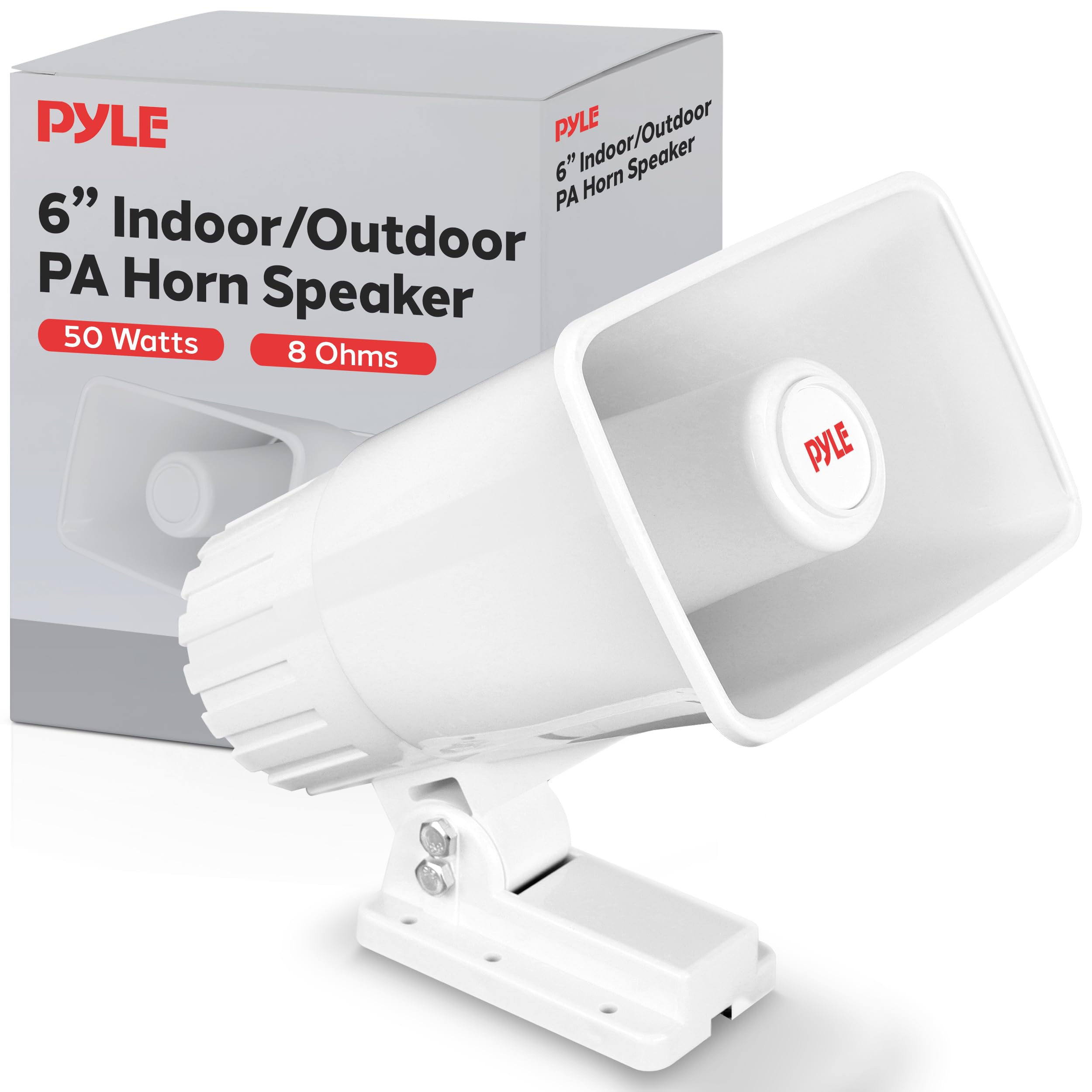 Pyle Indoor / Outdoor PA Horn Speaker - 6 PA Speaker With 8 Ohms Impedance & 50 Watts Peak Power - Mounting Bracket & Hardware I