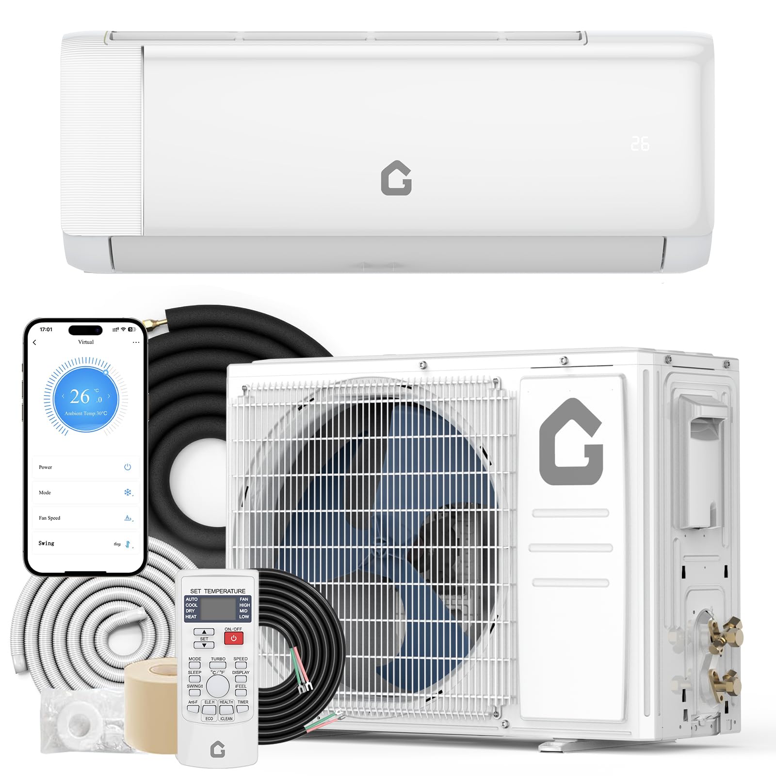 12000 BTU Mini Split Air Conditioner, 21 SEER2 208-230V Split Unit Ac and Heat Cool Up to 750 Sq.Ft, Ductless Air Conditioner w/