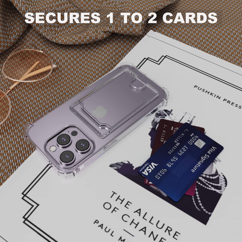 Wuwedo iPhone 14 Pro Max Clear Card Case Slim TPU Wallet with Card Holder