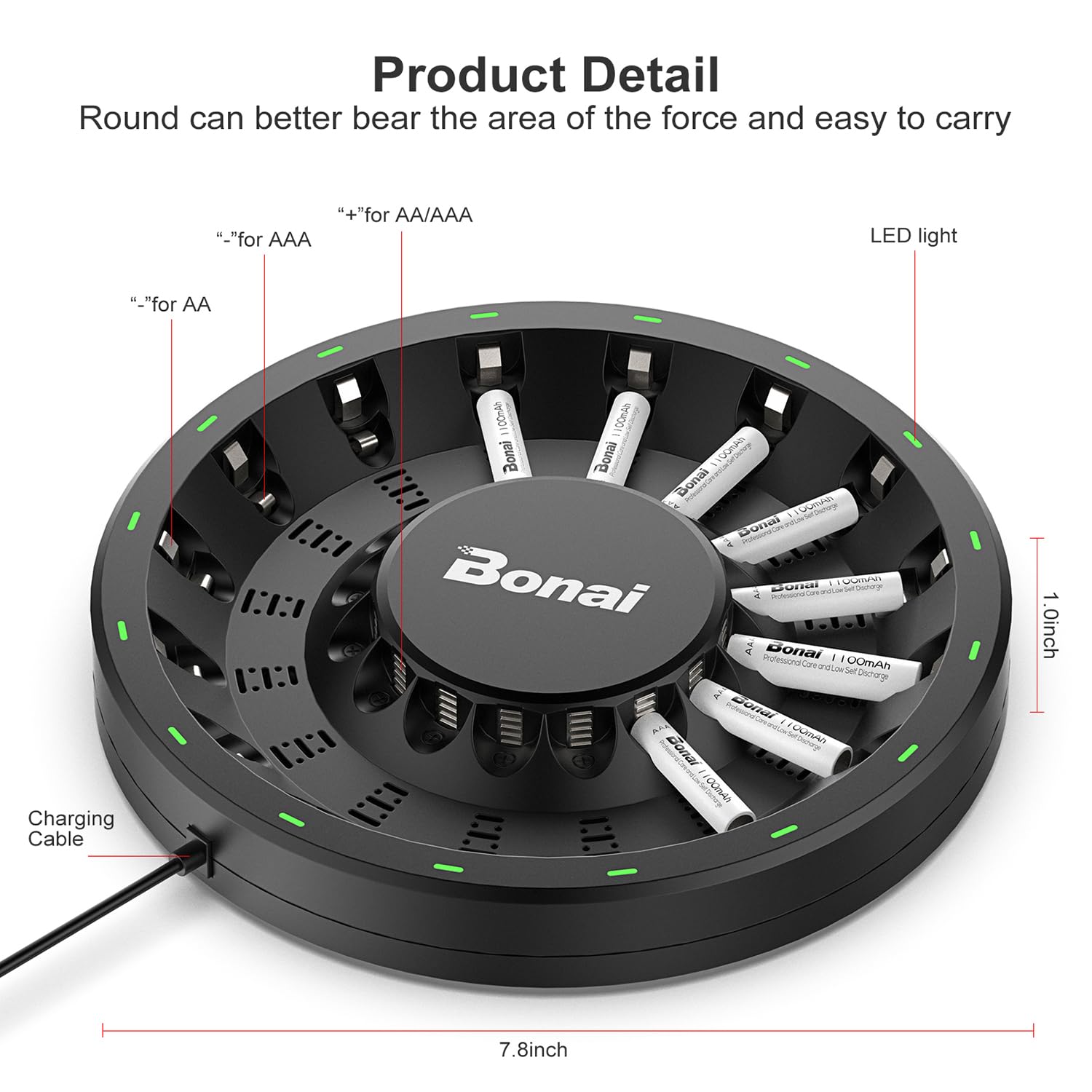 Bonai 16 Bay Rechargeable Battery Charger Aa Aaa Rechargeable Round Battery Charger For Nimh Nicd Aa Aaa Batteries With Smart Le