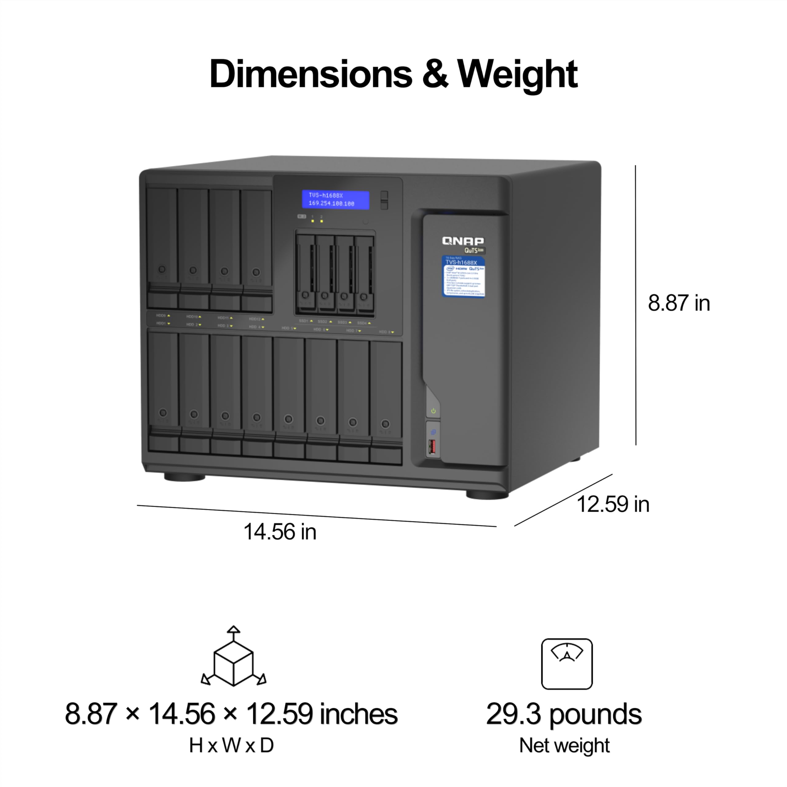 Qnap Tvs-H1288X-W1250-16G High-Speed Media Nas With Intel Xeon W-1250 Cpu And Two 10Gbe Ports
