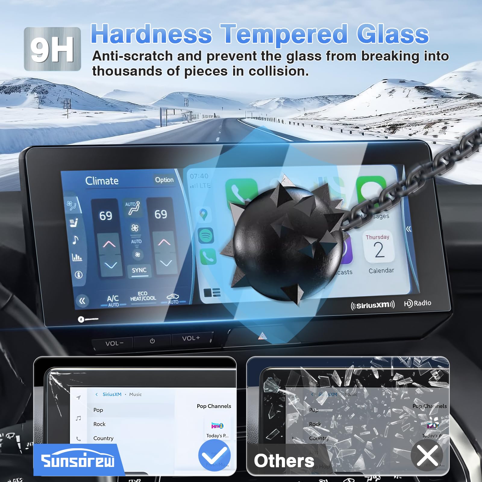 Sunsdrew 2Pcs Venza Screen Protector For 2021 2023 2024 Toyota Venza(Xle/Limited/Nightshade Edition) Accessories 12.3 Inch Touch