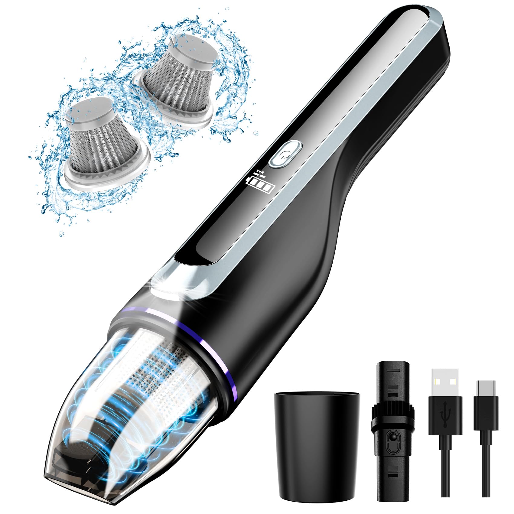 Drecell Handheld Vacuum Cordless, Car Vacuum With Brushless Motor & 14000Pa Suction, 1.2Lbs Lightweight, Led Light, Slim Mini Va