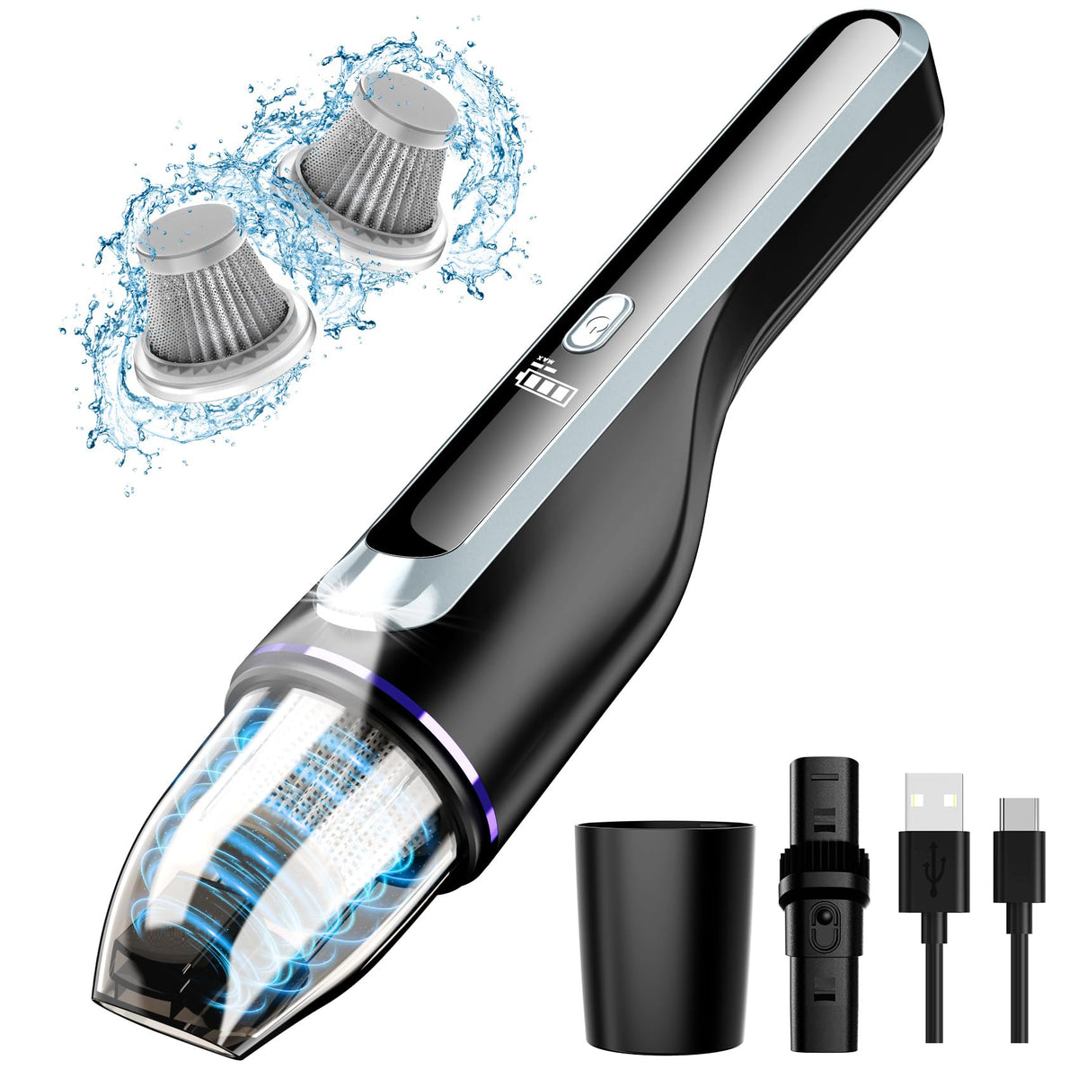 Drecell Handheld Vacuum Cordless, Car Vacuum With Brushless Motor & 14000Pa Suction, 1.2Lbs Lightweight, Led Light, Slim Mini Va