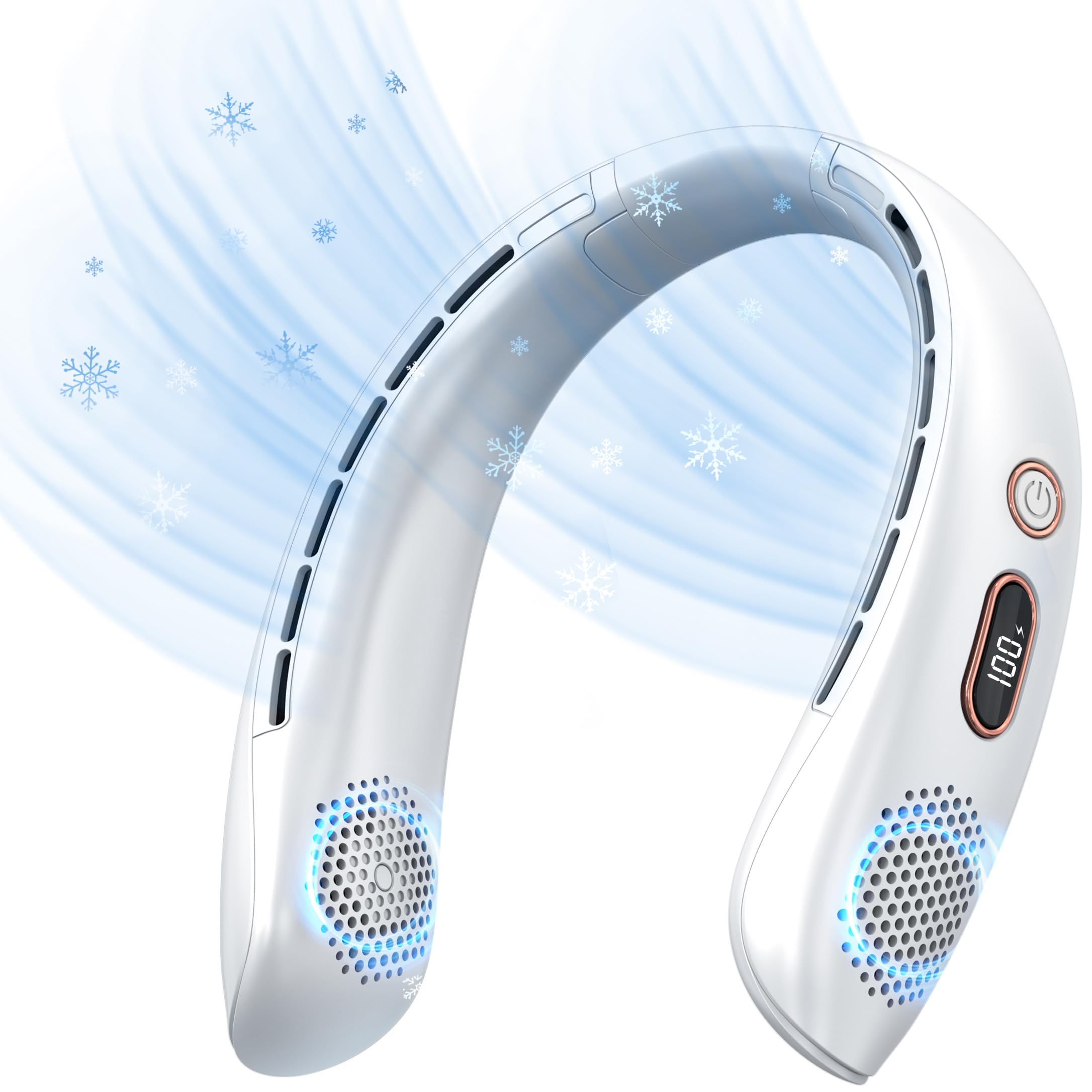 Vekk Neck Fan, Portable Bladeless Fan, 6000Mah Battery Usb Rechargeable, Led Display, 360?Cooling Wearable Personal Fan, 3 Speed