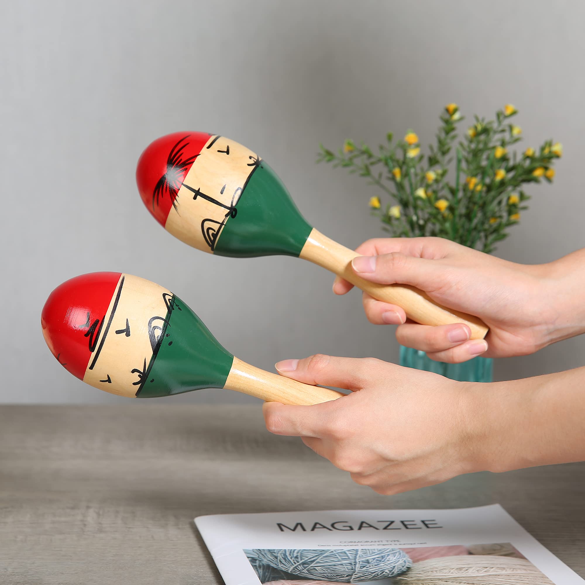 Professional Maracas, Wooden Rumba Shaker Rattle Latin Percussion Musical Instrument With Clear Sound For Adults Kids, Set Of 2