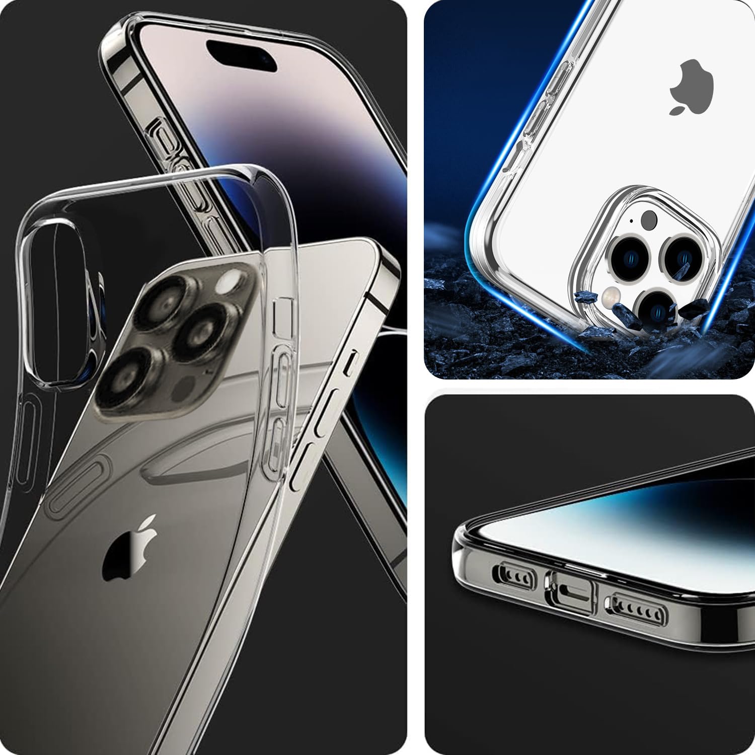 Tenoc Phone Case Compatible With Iphone 16 Pro, Clear Case Shockproof Protective Bumper Slim Cover For 6.3 Inch