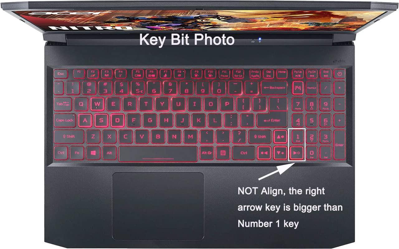 Silicone Keyboard Skin Compatible With Acer Nitro 5 An515 43/44/45/54/55 15.6'', An517 54/53/51/52 Np515 51 Nitro 7 An715 51/52