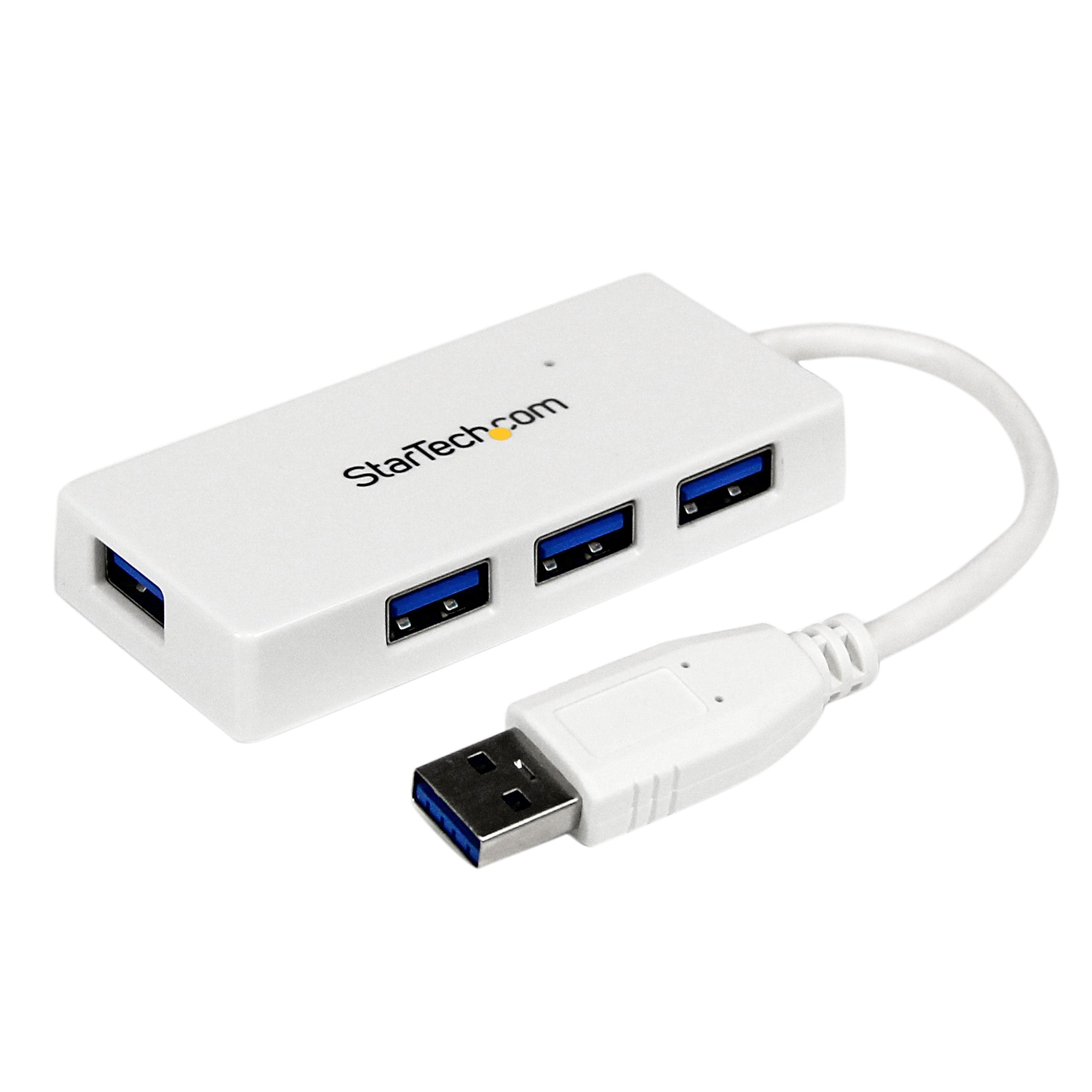 StarTech.com 4 Port USB 3.0 Hub - 5Gbps - Multi Port USB Hub w/ Built-in Cable - Powered USB 3.2 Gen 1 Extender for Your Laptop 