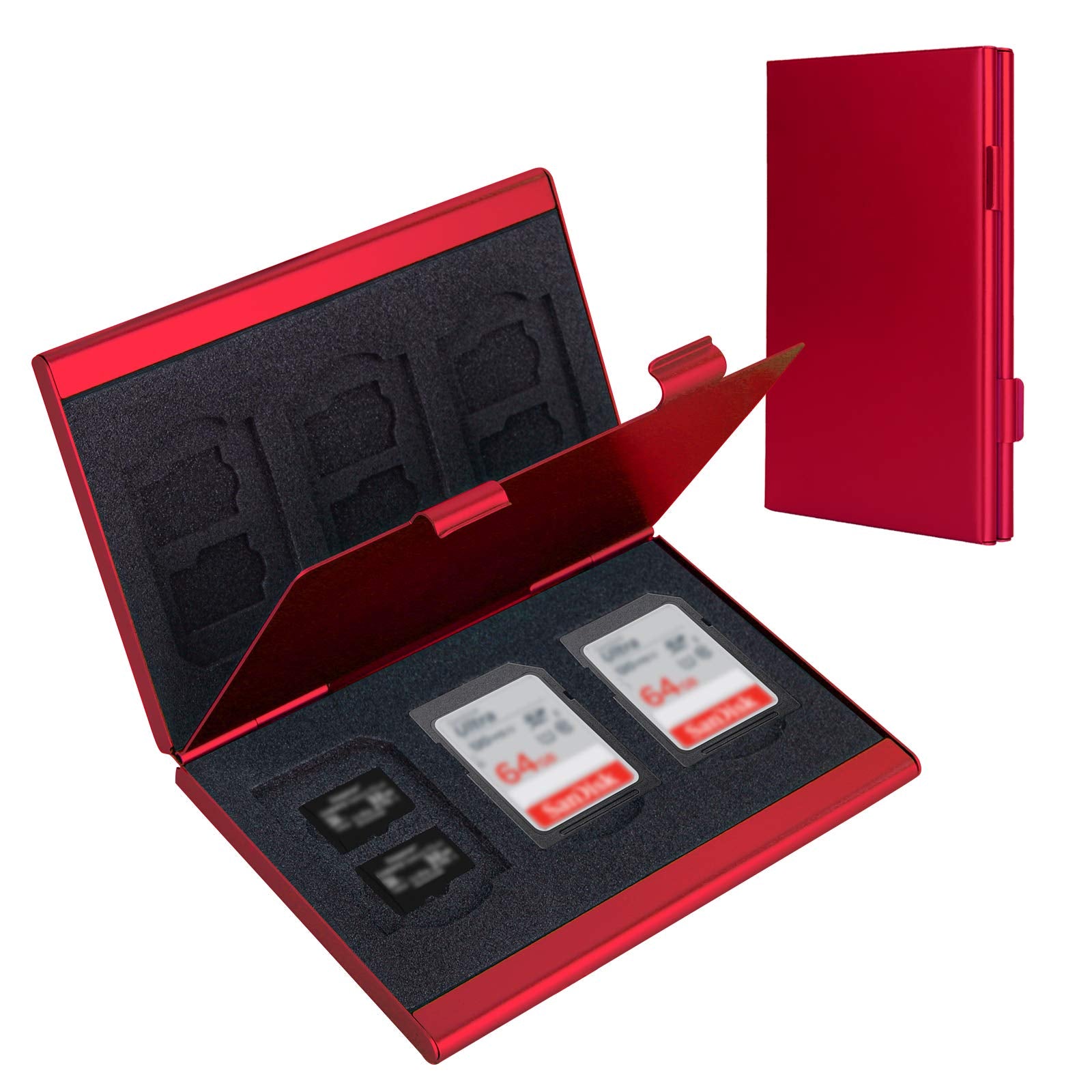 Sd Card Holder, Sd Card Case, Lavili Cf Memory Card Holder Case Aluminum Alloy Hard Shell, Double Layer Capacity For 6Sd Cards A