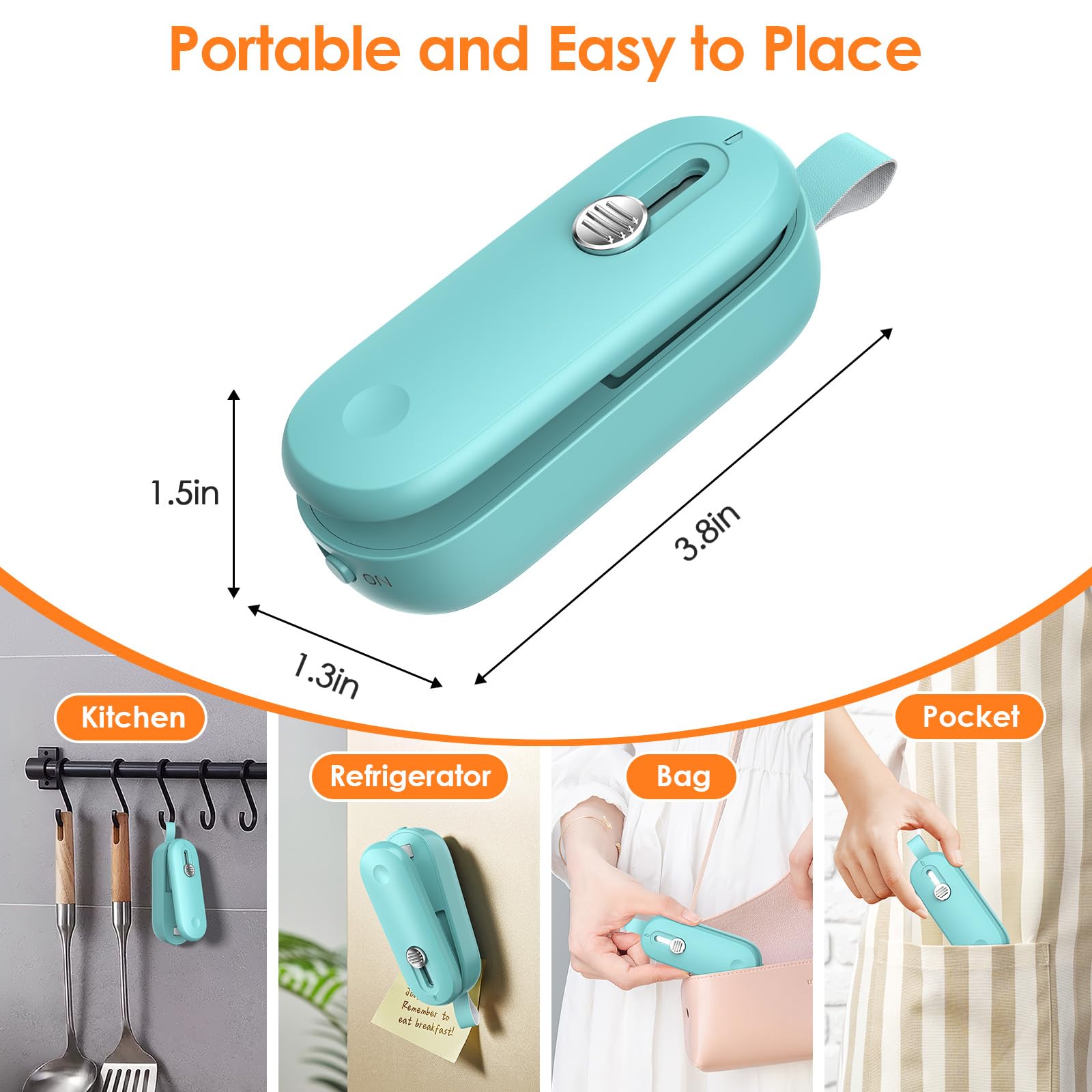 Feppo 2 Pack Bag Sealer, Mini Bag Sealer 2 In 1 Handheld Chip Bag Sealer Heat Seal And Cutter With Lanyard, Portable Resealer Fo