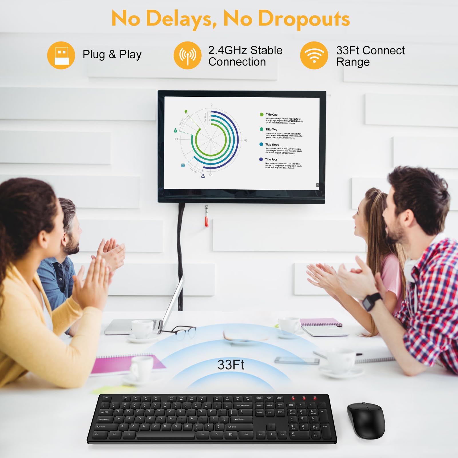 Wireless Keyboard And Mouse, Trueque Silent 2.4Ghz Cordless Full Size Usb Mouse Combo, Long Battery Life, Lag Free (2 Pack Black