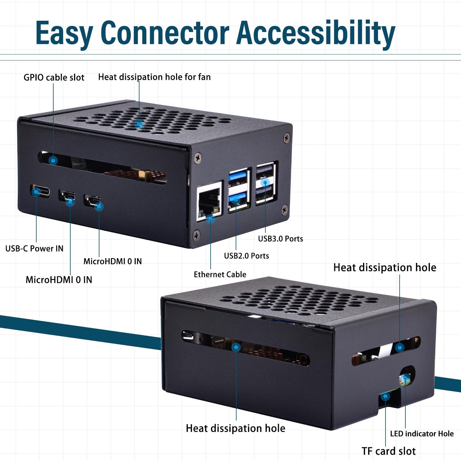 Geeekpi Metal Case With N04 Pcie M.2 Key M Nvme Ssd Pcie Peripheral Board For Raspberry Pi 5