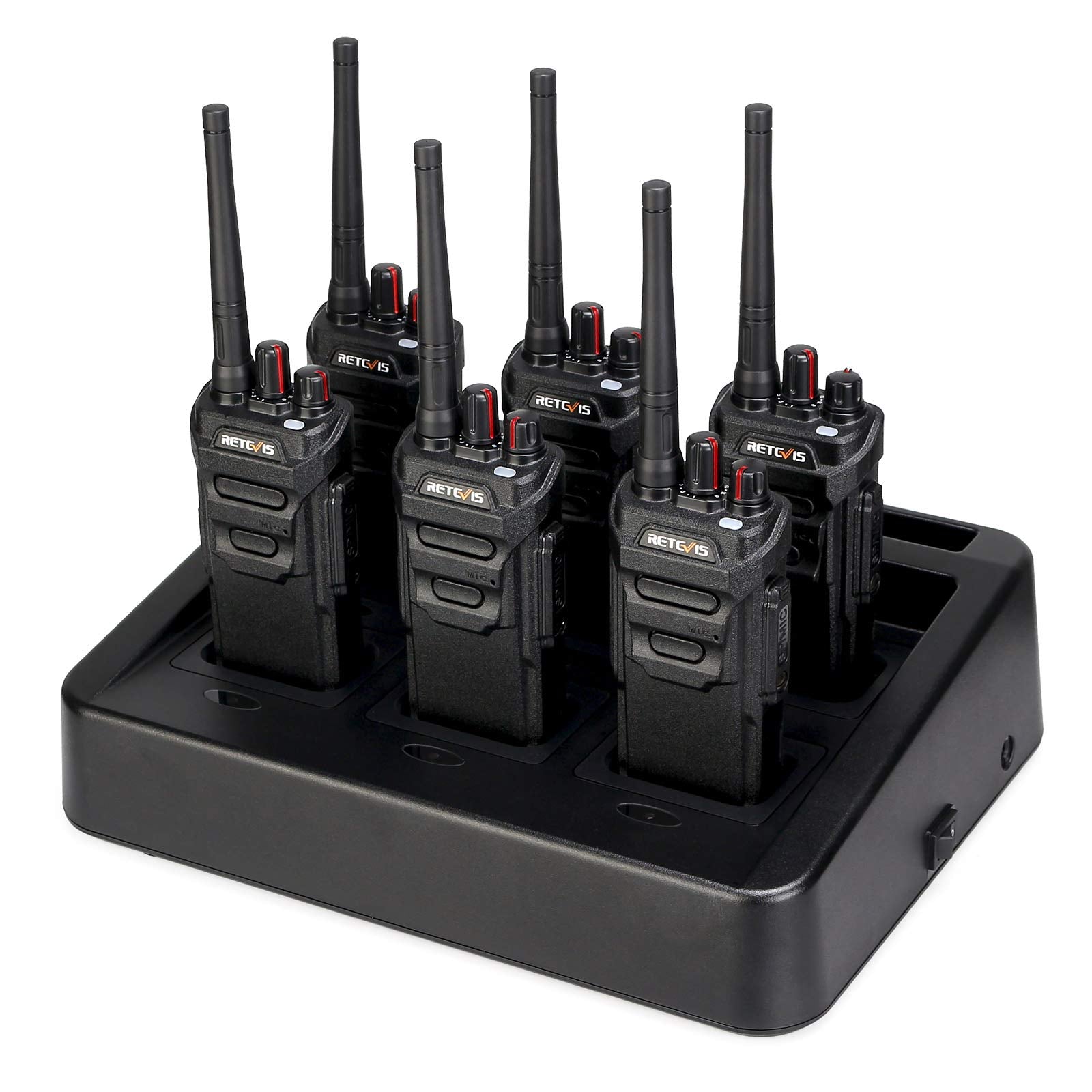 Retevis Rt48 Ip67 Waterproof Walkie Talkies For Adults, 2 Way Radio With 6 Way Charger, Heavy Duty Two Way Radio,Vox,Sos Alarm,1200Mah Battery, For Construction Manufacturing Hotel School(6 Pack)